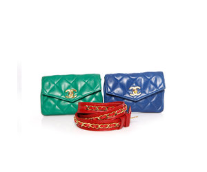 Chanel, Leather belt bag in red/blue/green with gold hardware. - Unique  Designer Pieces