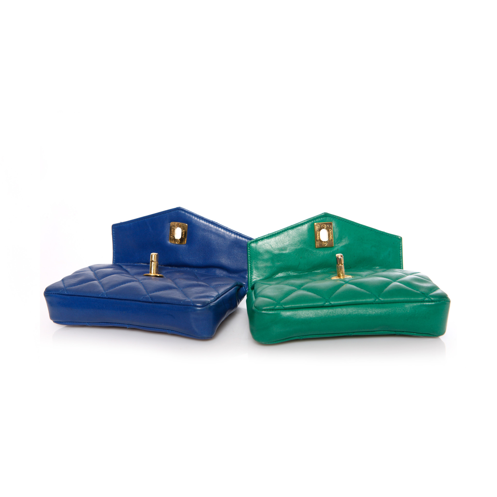 Chanel, Leather belt bag in red/blue/green with gold hardware