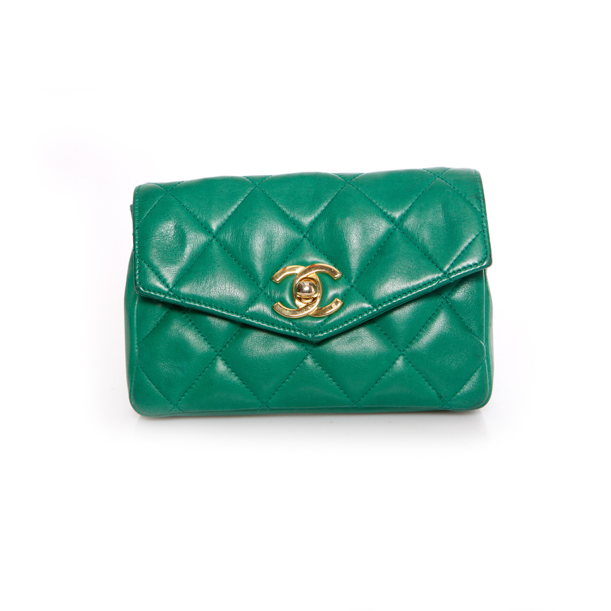 Chanel, Leather belt bag in red/blue/green with gold hardware