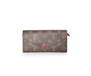 Louis Vuitton Womens Portefeuille Josephine Textured Leather Mini Wallet Red