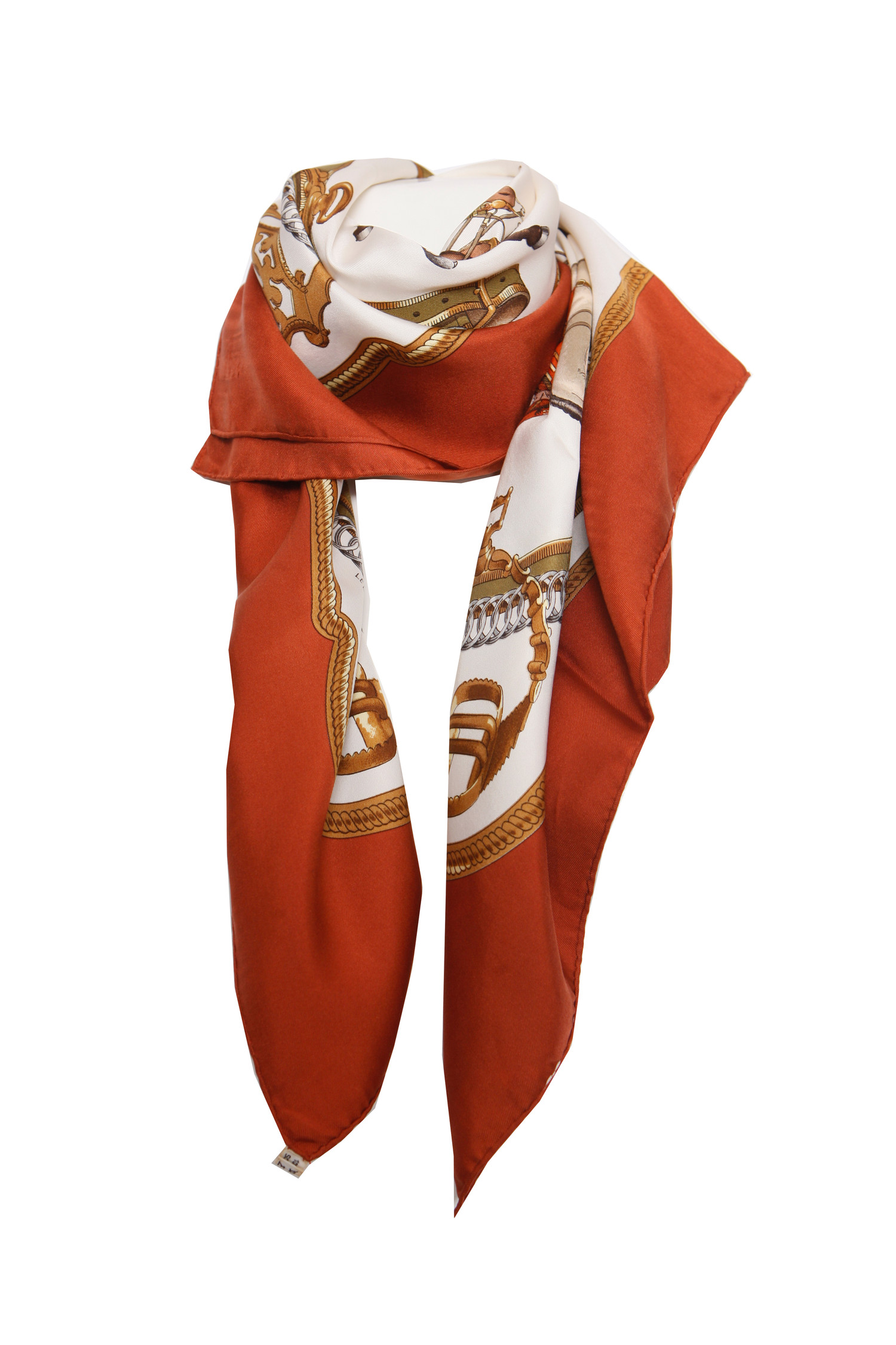 Hermes, Brown silk reprise scarf 