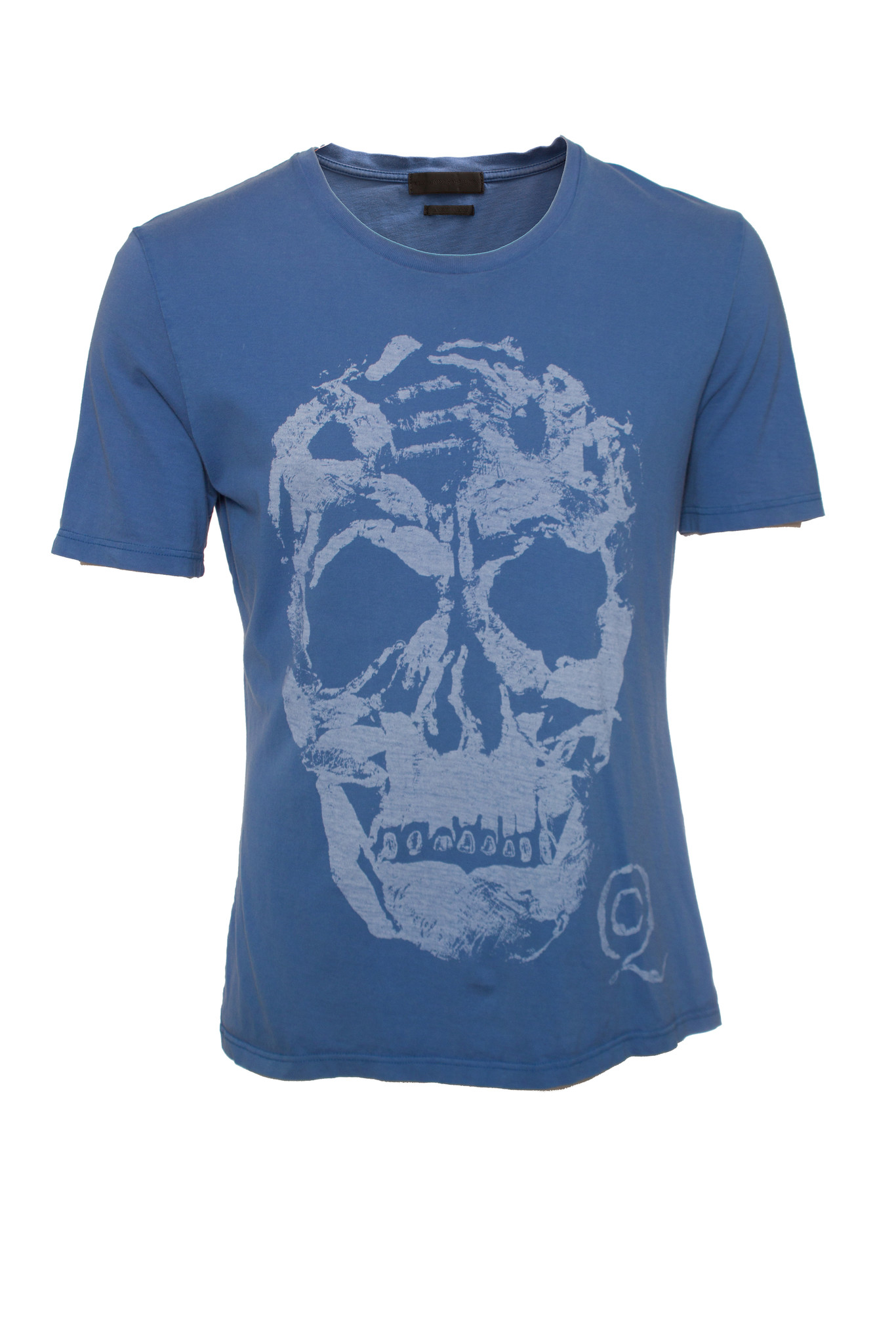 Alexander McQueen, Blue T-shirt with skull. - Unique Designer Pieces