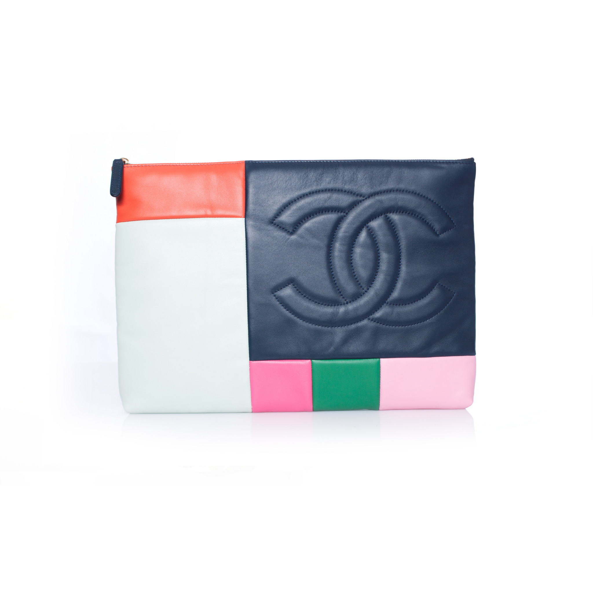 Pre-owned Leather Clutch Bag In Multicolour