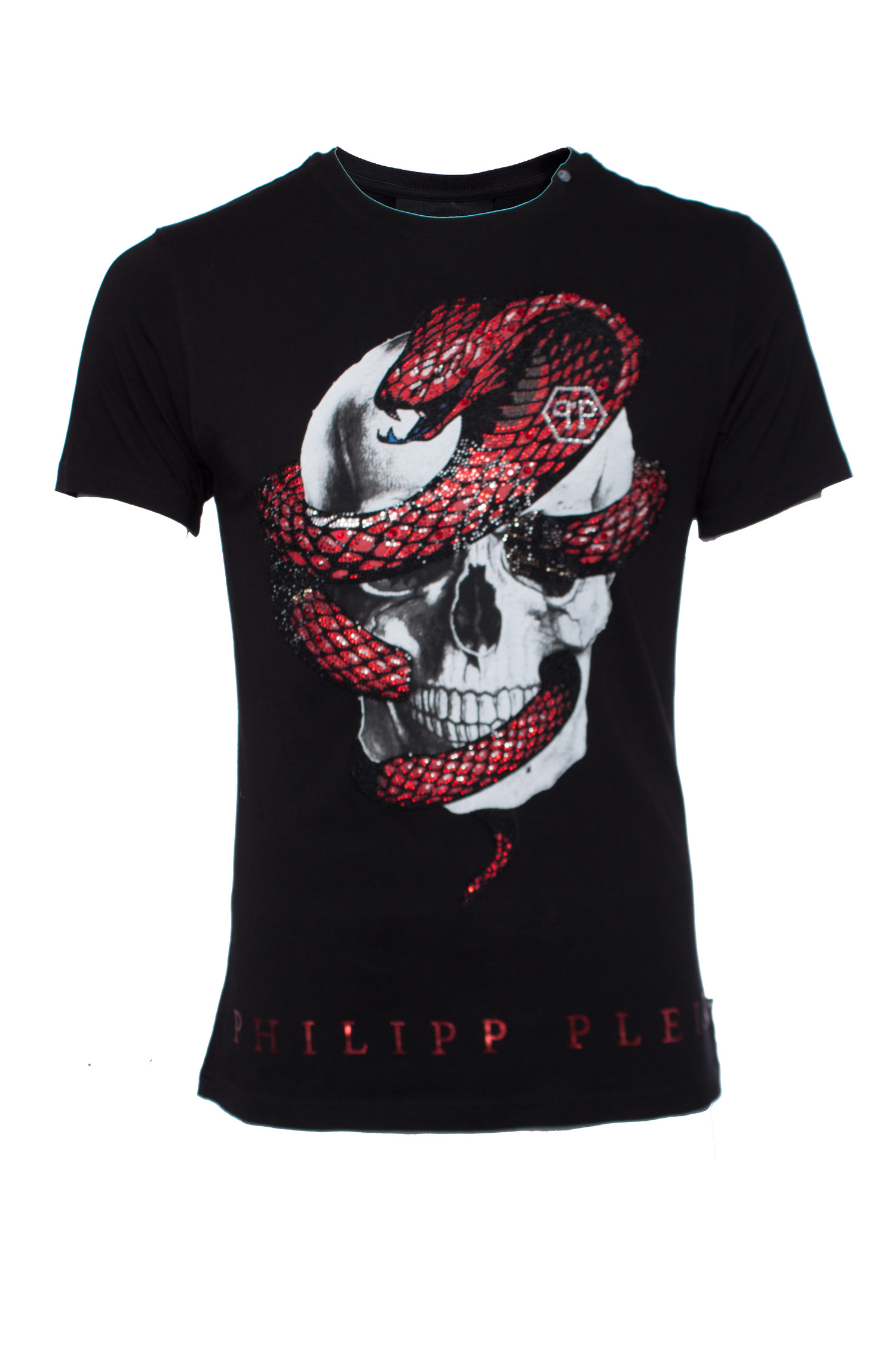 bar overzee Egyptische Philipp Plein, T-shirt met doodshoofd en slang - Unique Designer Pieces