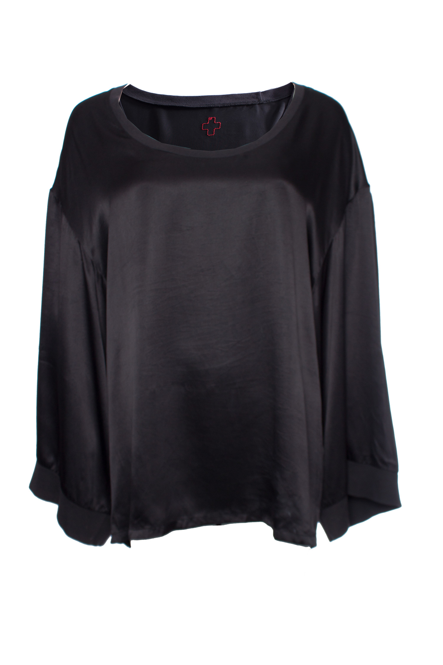 A.f. vandevorst, Black oversized shiny cotton top. - Unique