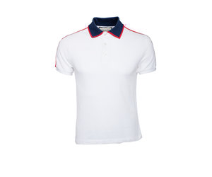 white gucci polo with red and green collar