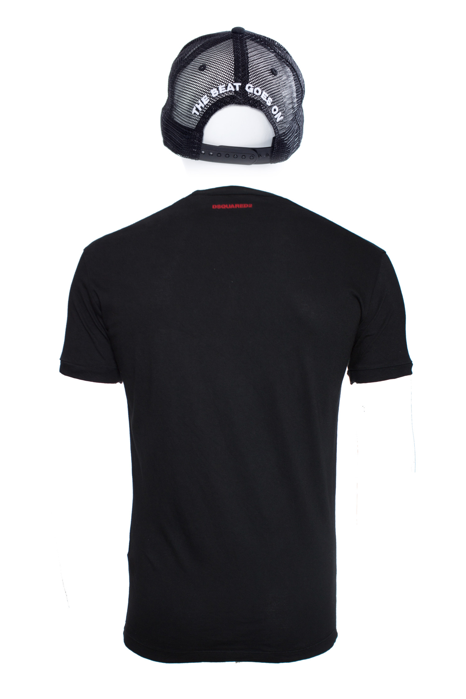 【DSQUARED2】Cap Printed T-Shirt キャッププリントTシャツ Dsquared2, T-shirt and cap with red heart. - Unique Designer