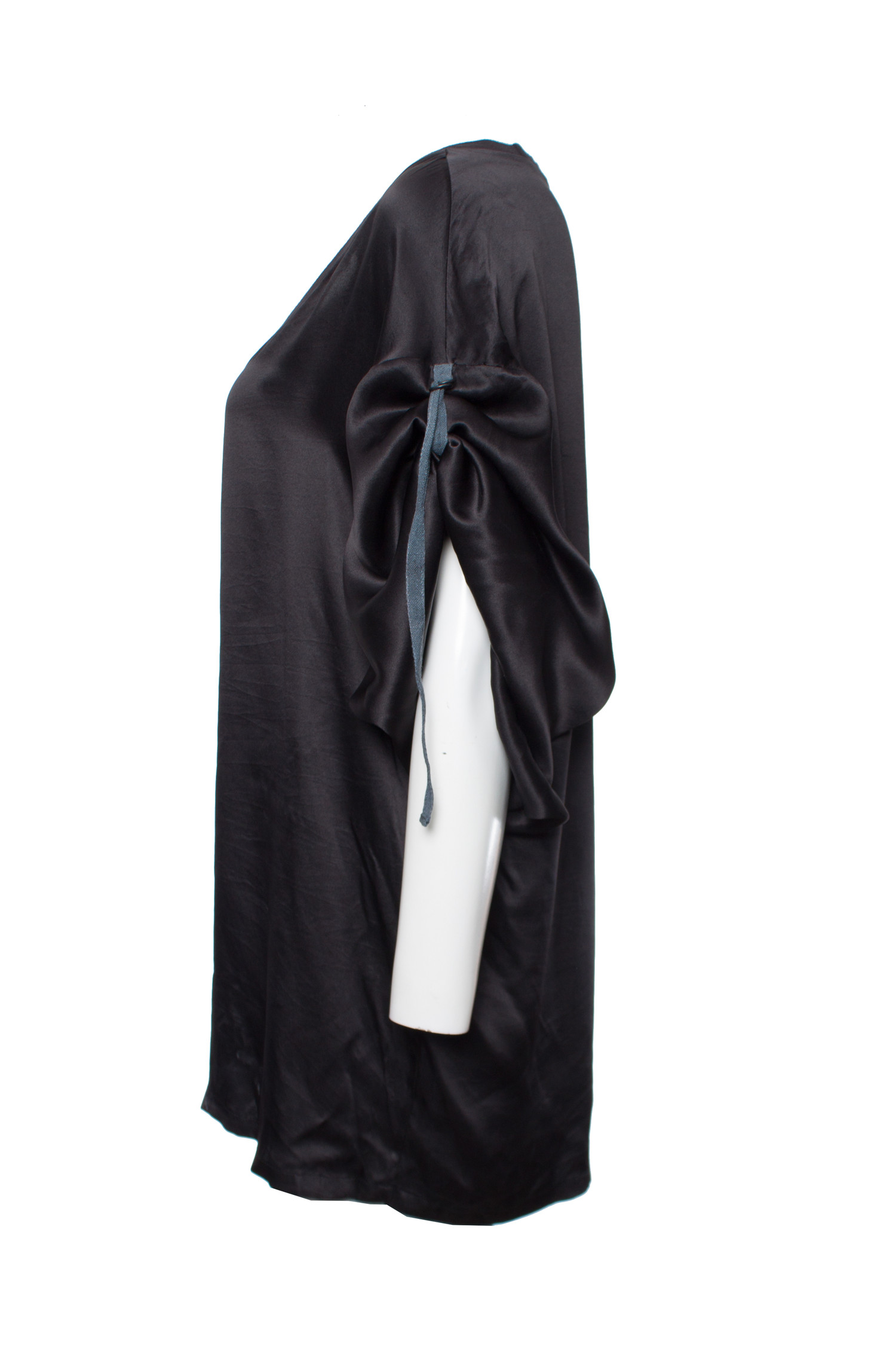 A.f. vandevorst, Black oversized shiny cotton top. - Unique