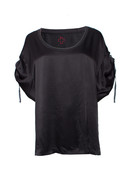 A.f. vandevorst, Black oversized shiny cotton top. - Unique