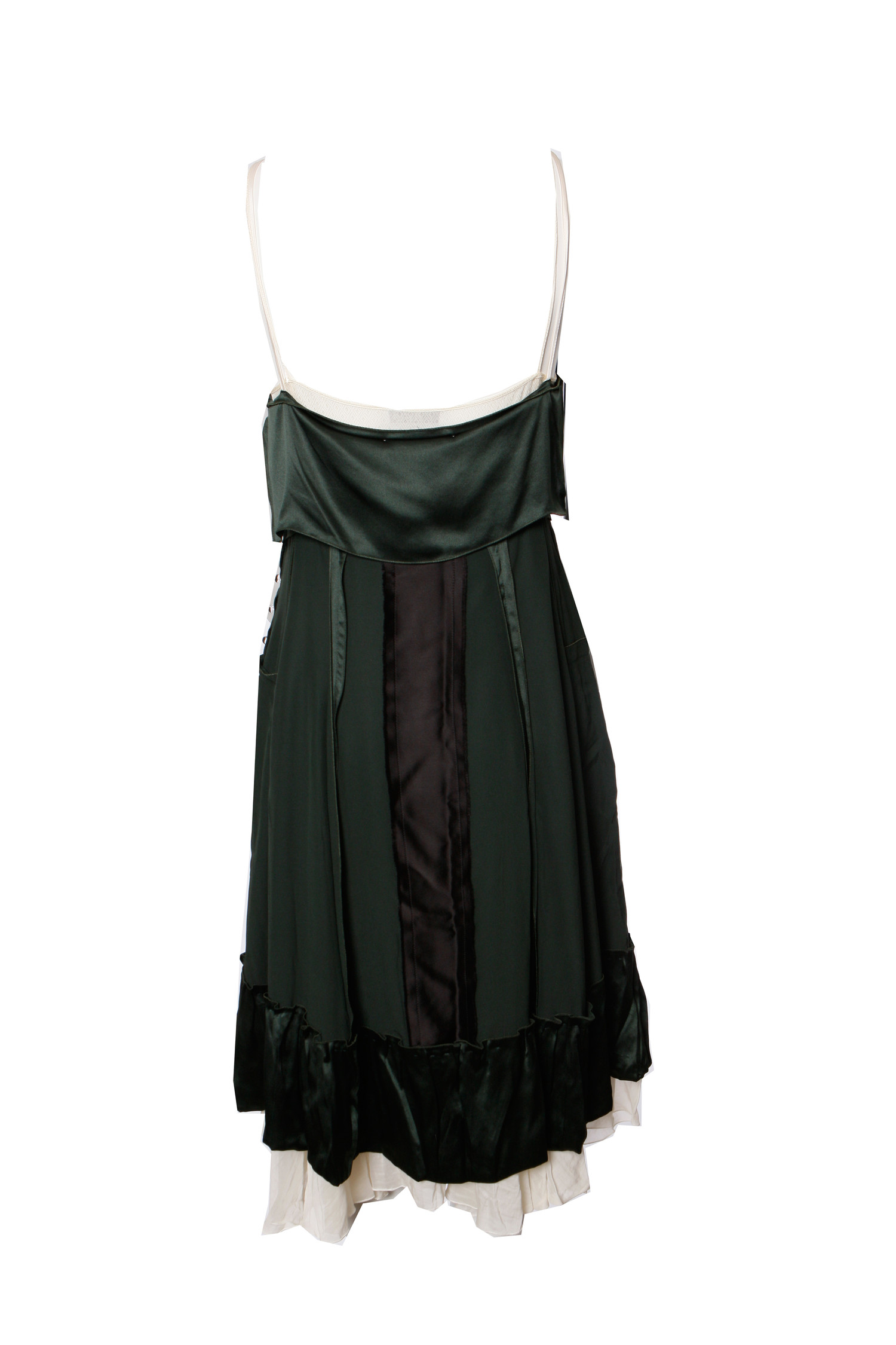 Chloe, Green silk inverted dress. - Unique Designer Pieces