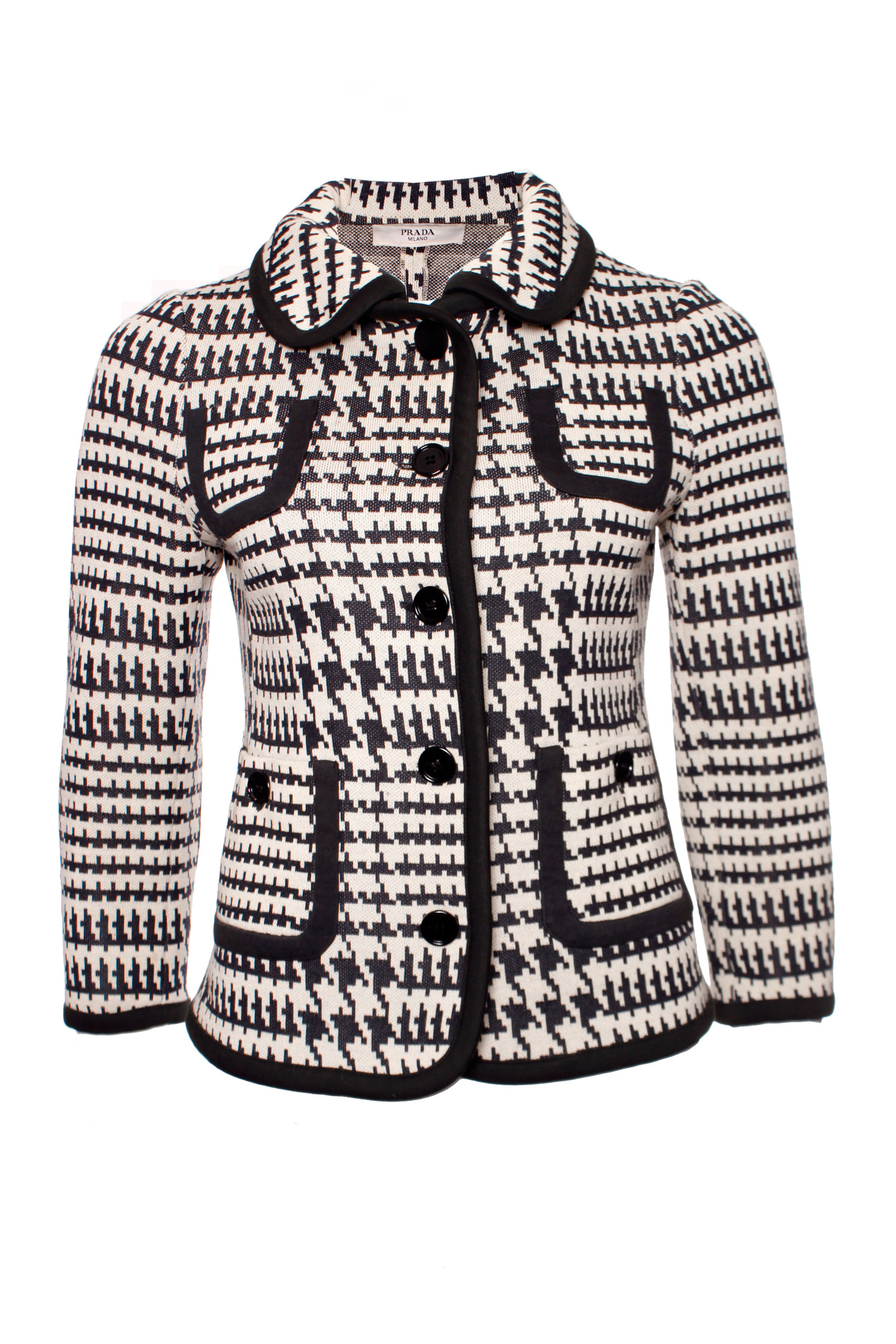 Prada, wool jacket with pied de poule print - Unique Designer Pieces