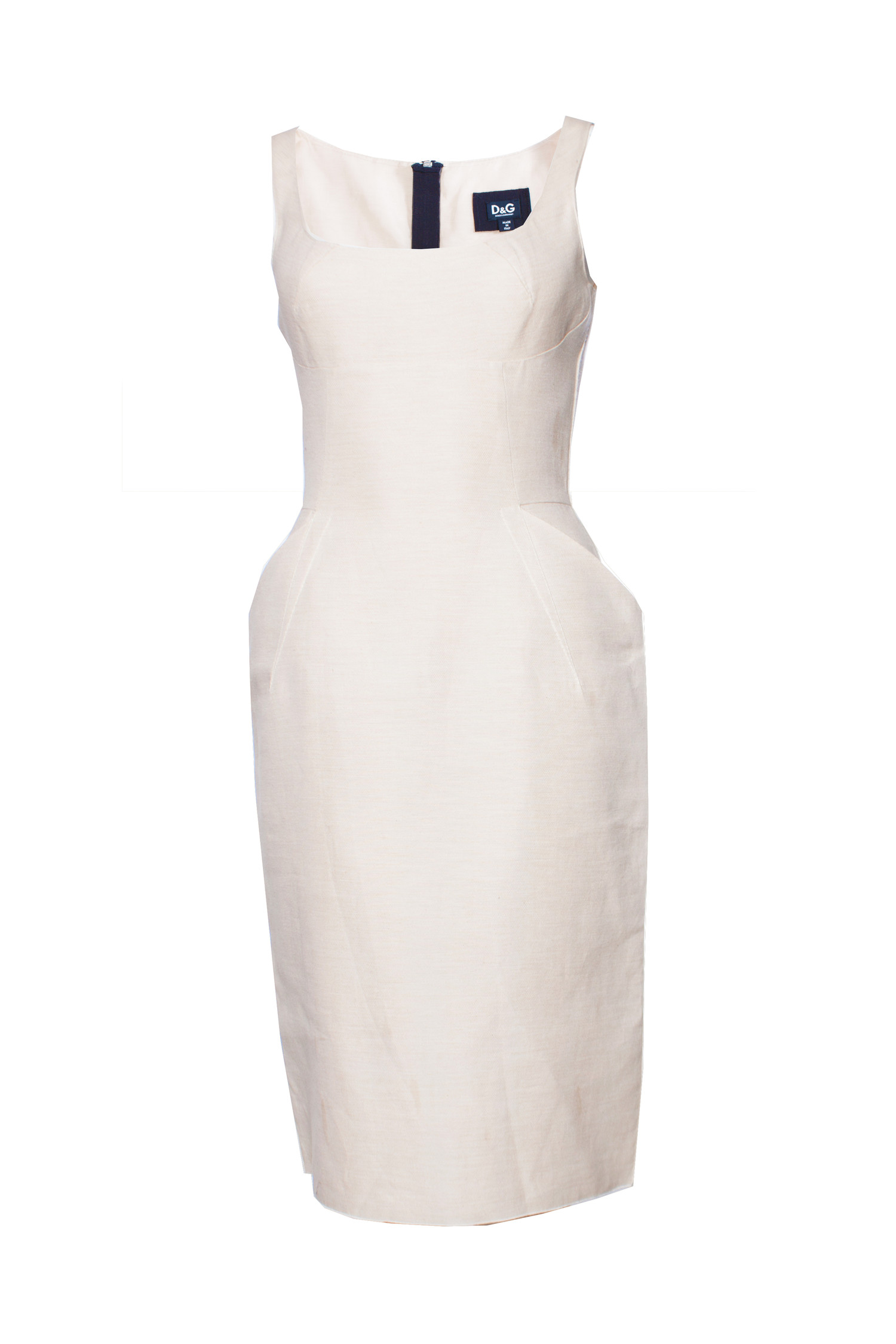 Dolce & Gabbana, Ecru summer dress with side pockets - Unique Designer Pieces Dolce & Gabbana, Ecru summer dress with side pockets - Unique Designer Pieces