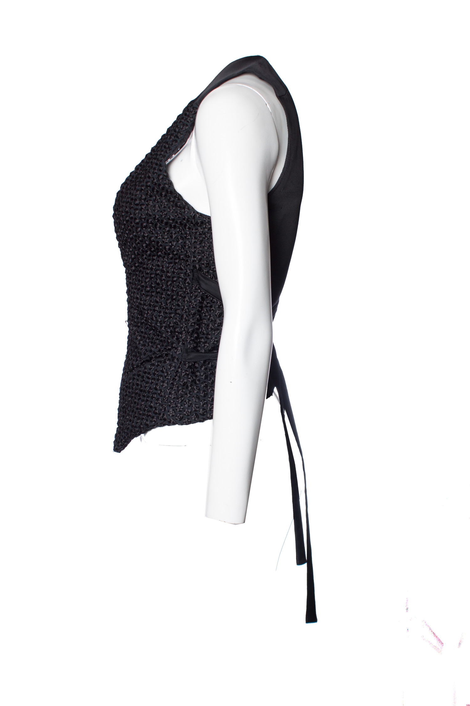 Ann Demeulemeester, Black asymmetrical waistcoat. - Unique