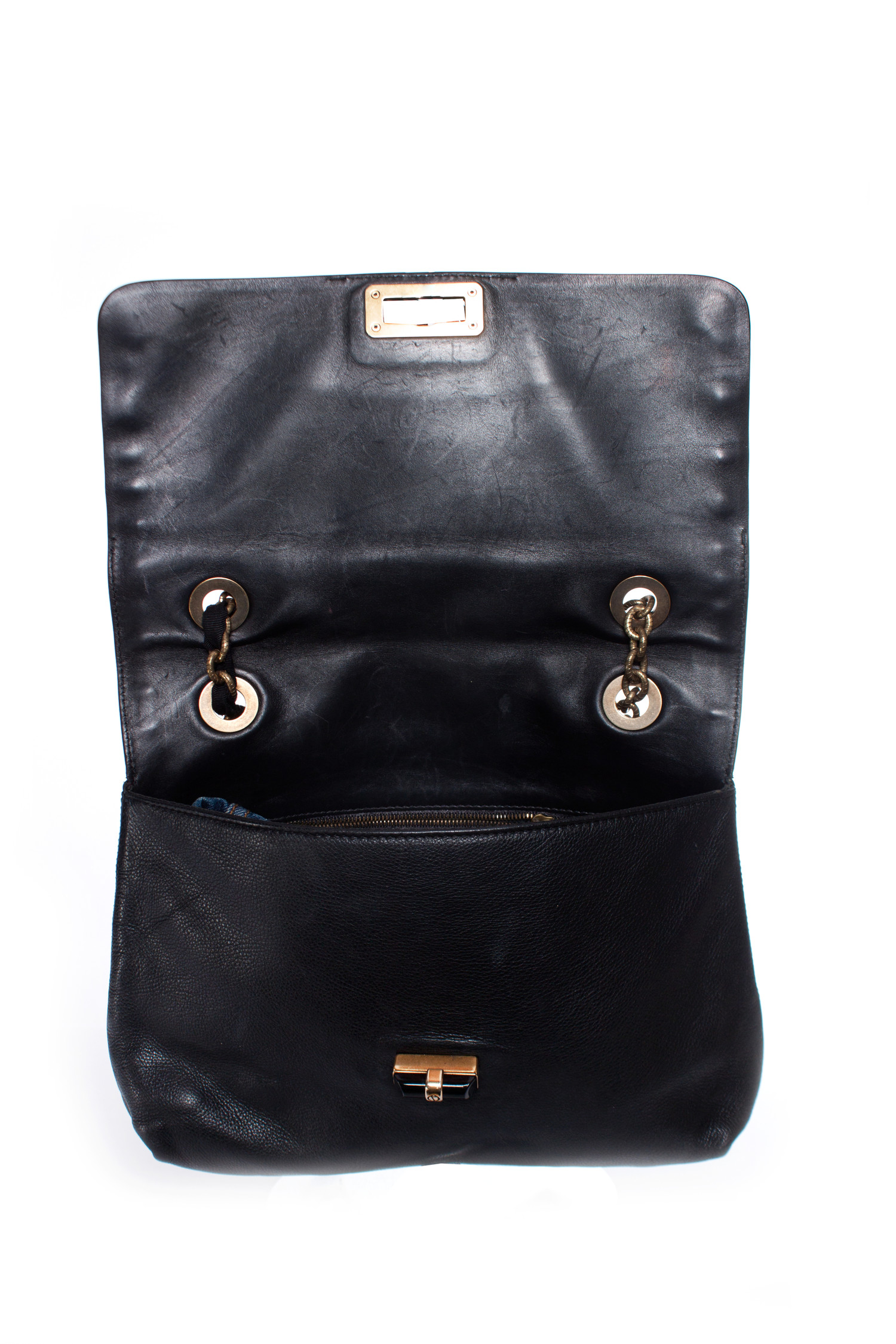 Lanvin, black leather shoulder bag with single or double Lanvin, black leather shoulder bag with single or double