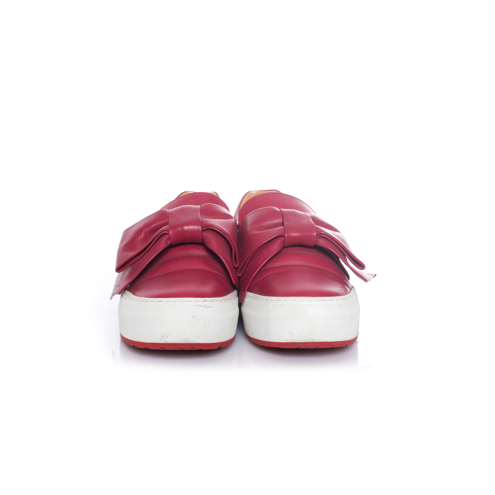 Buscemi Bow slip on sneaker in red. Unique Designer Pieces