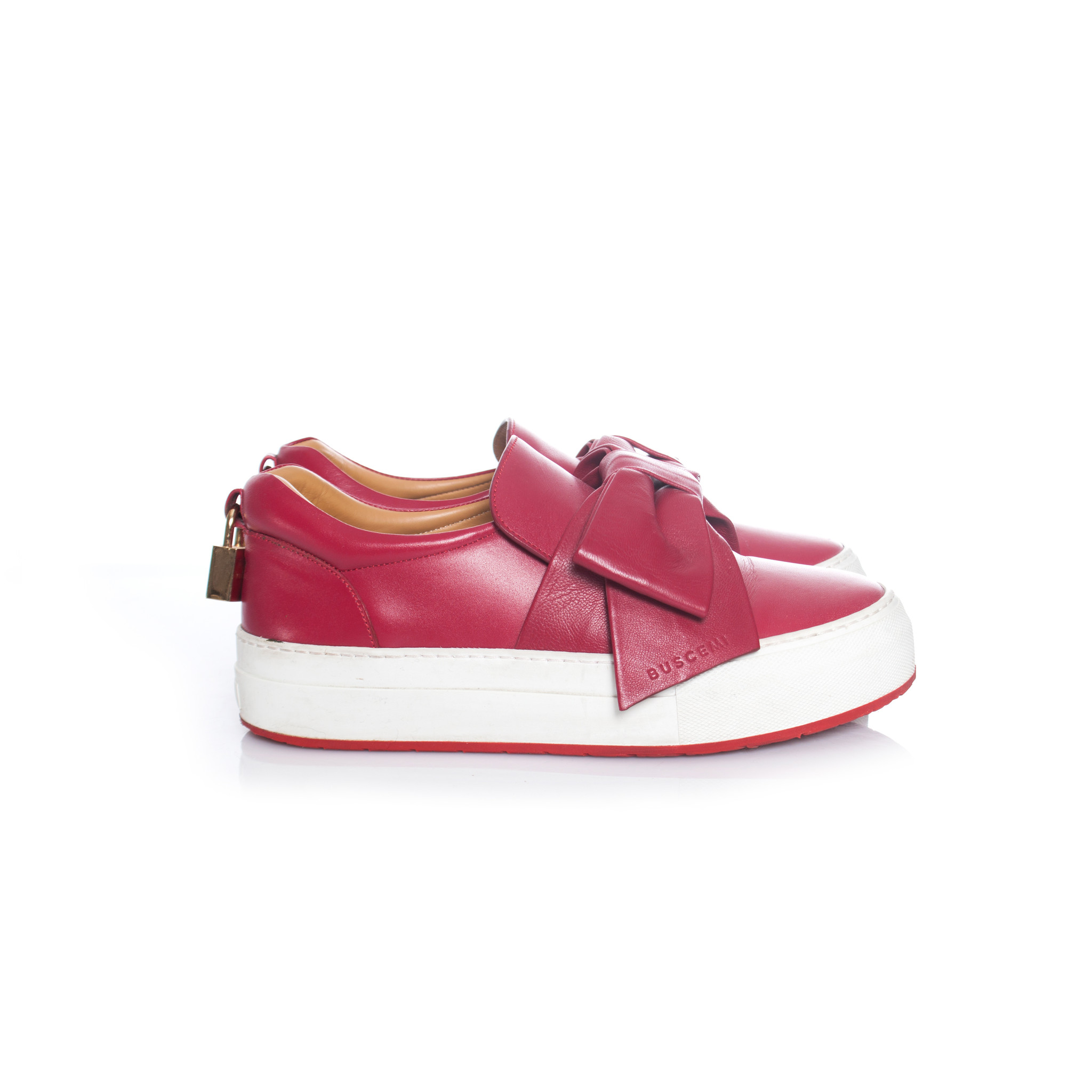 Buscemi Bow slip on sneaker in red. Unique Designer Pieces