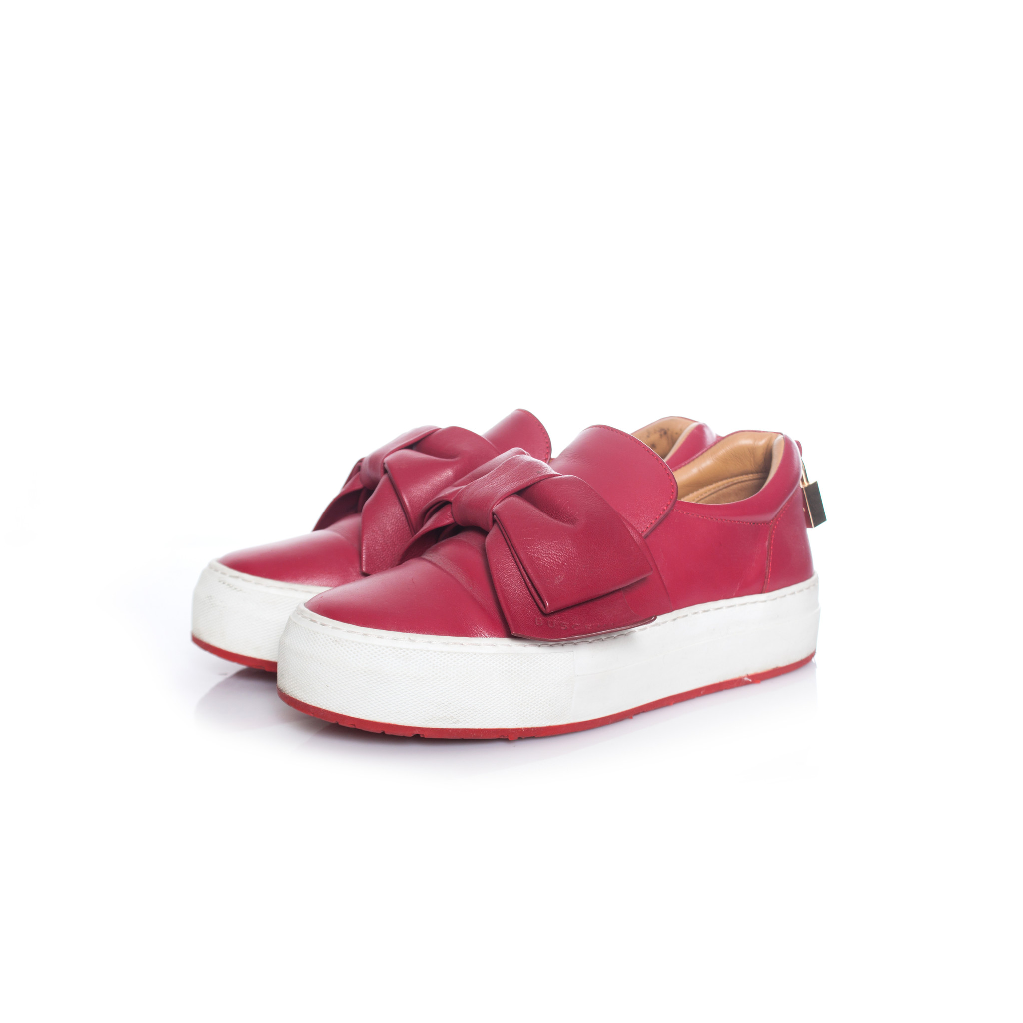 Buscemi Bow slip on sneaker in red. Unique Designer Pieces