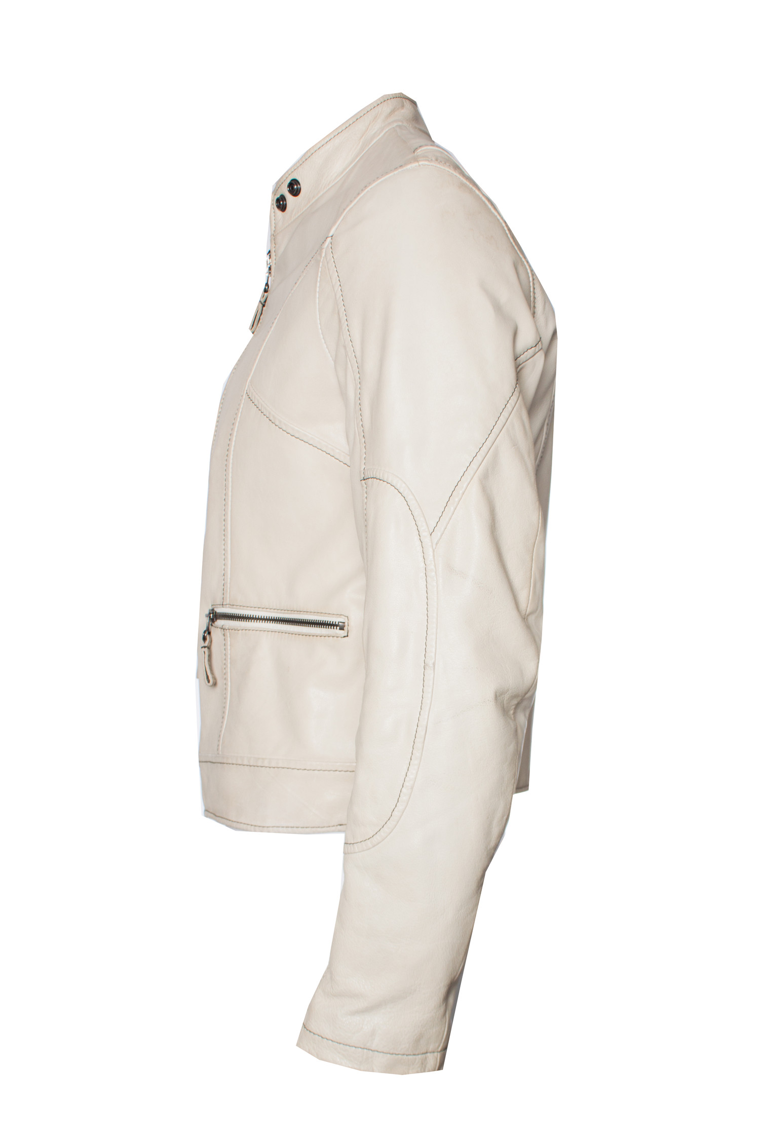 Armani Jeans, off-white leather jacket in size I48/M. - Unique Designer  Pieces