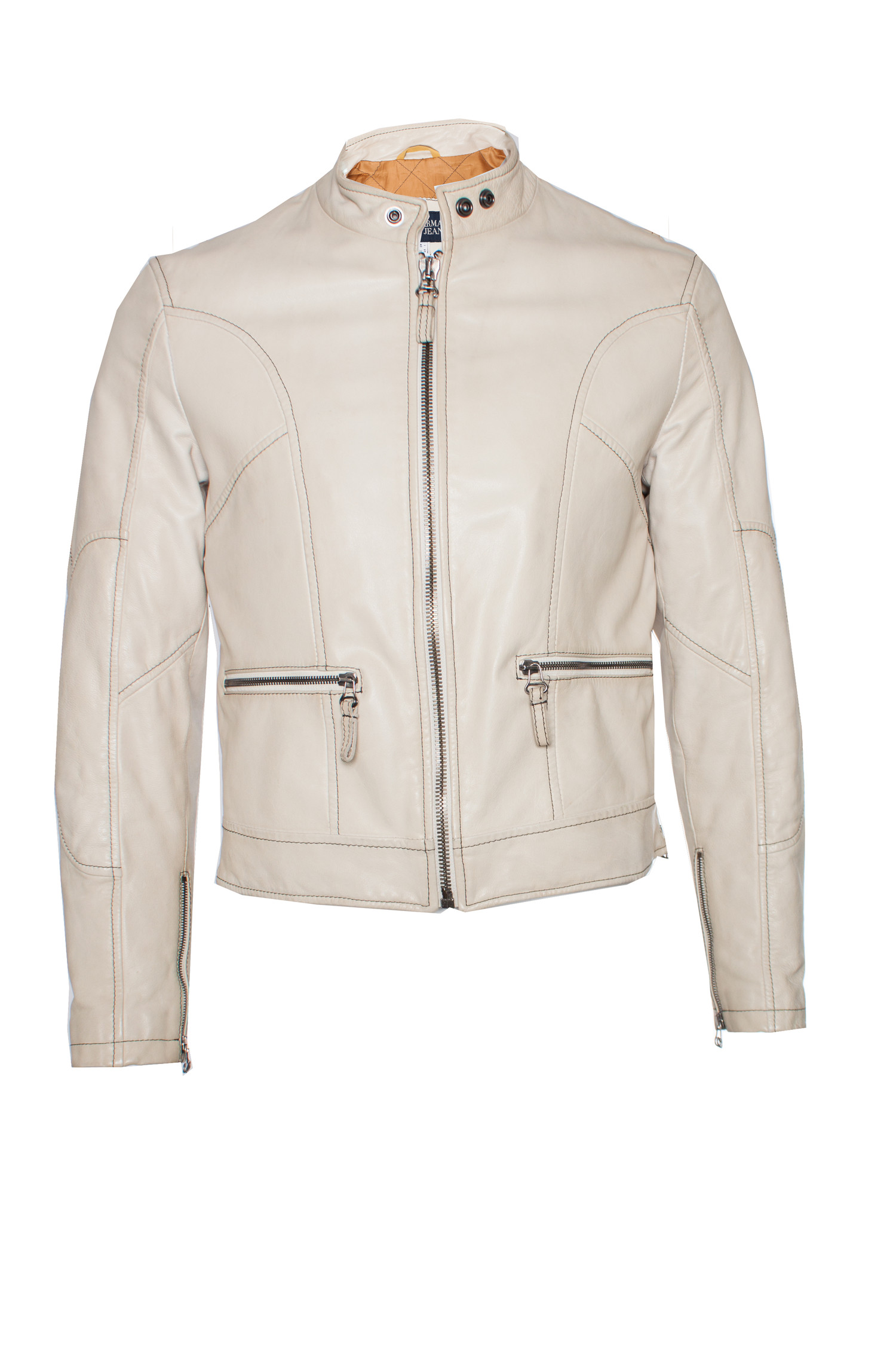 Armani Jeans, off-white leather jacket 