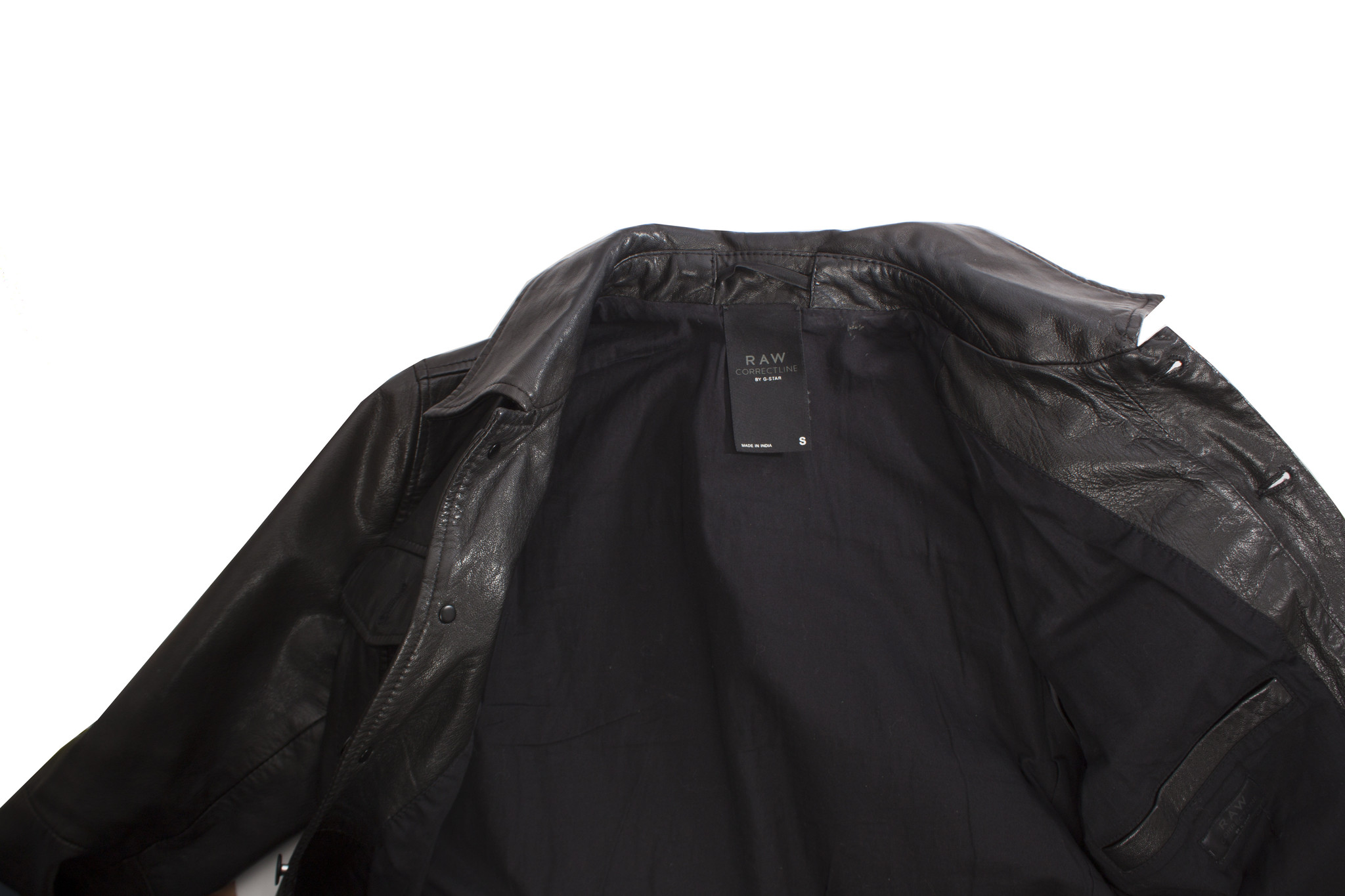G-star Raw, zwart lederen jas in maat S. - Unique Pieces