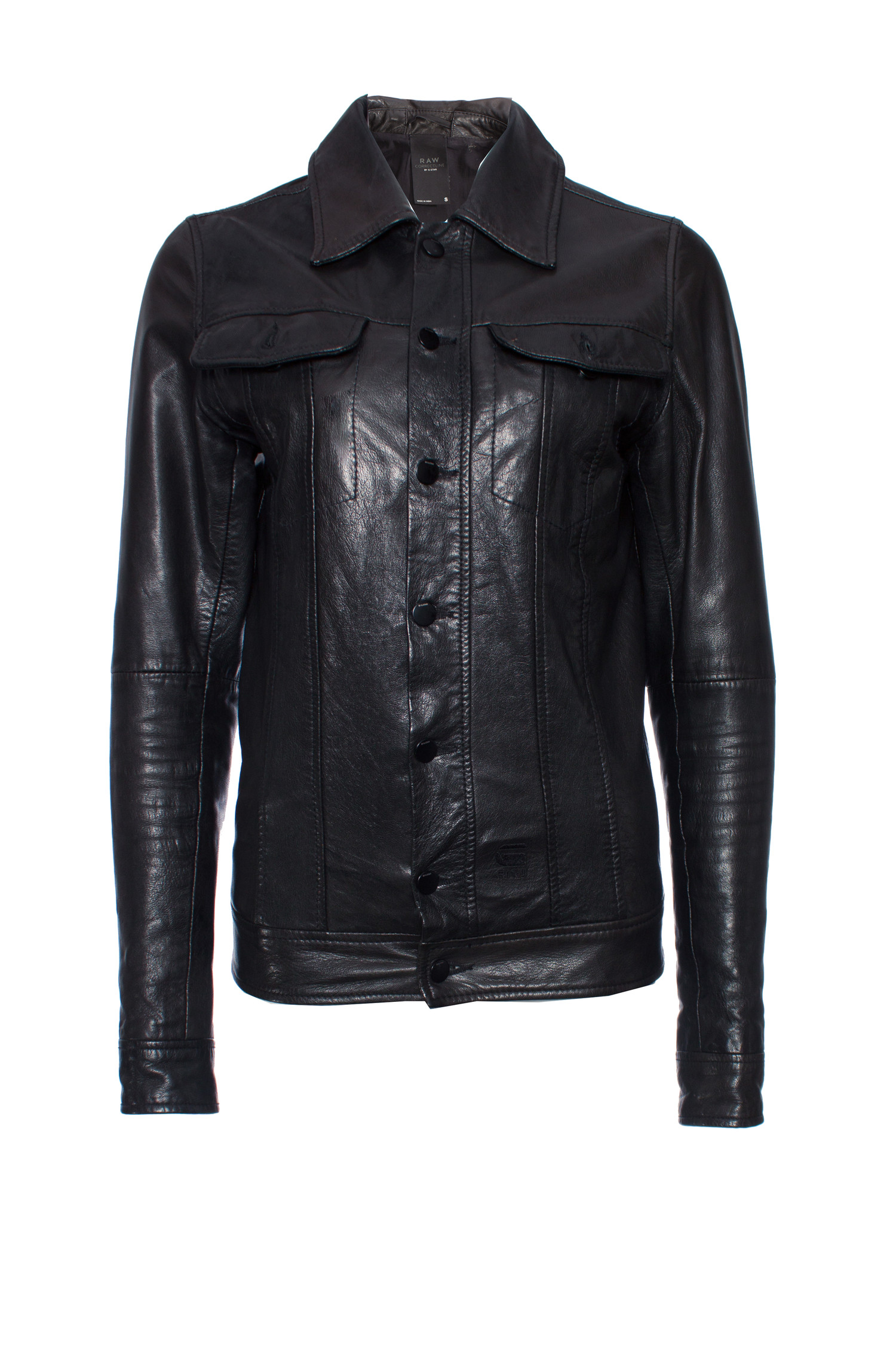 G star Raw, Black leather jacket in size S.