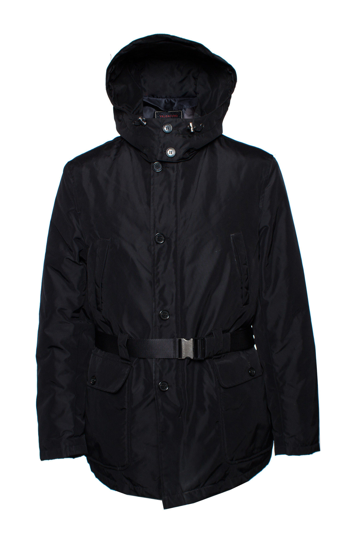 Valentino, black parka jacket with removable hood. - Unique Designer Pieces