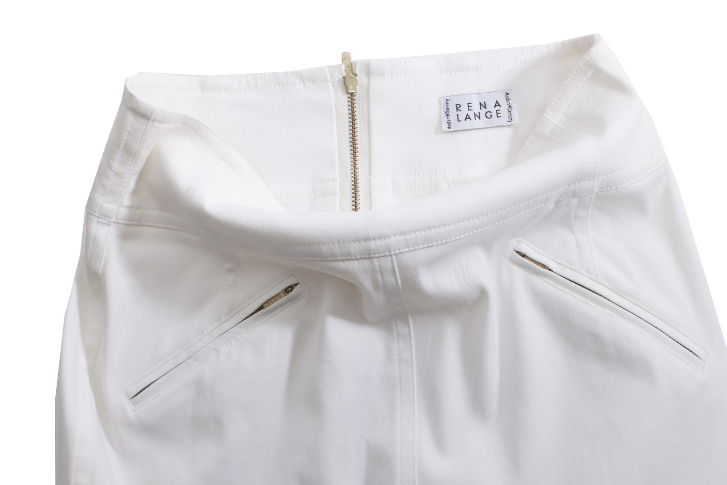 Rena Lange, white pencil skirt with zipper pockets. - Unique Designer ...