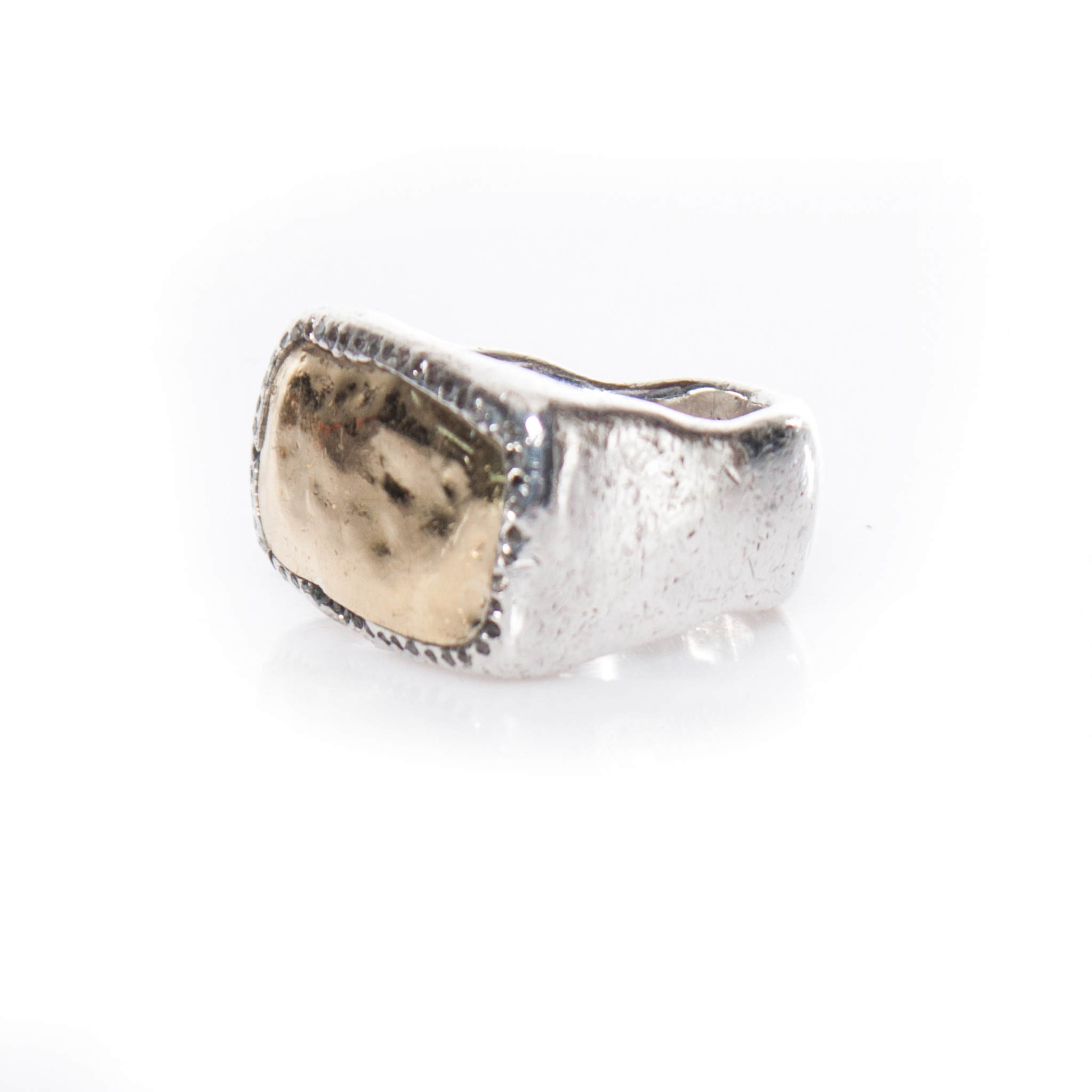 Rosa Maria, Silver Ring with layer of grey diamonds surrounding an 18k ...