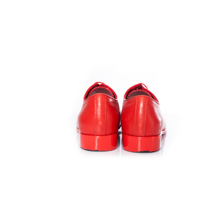 Jil Sander, red leather monochrome lace up derby shoes. - Unique ...