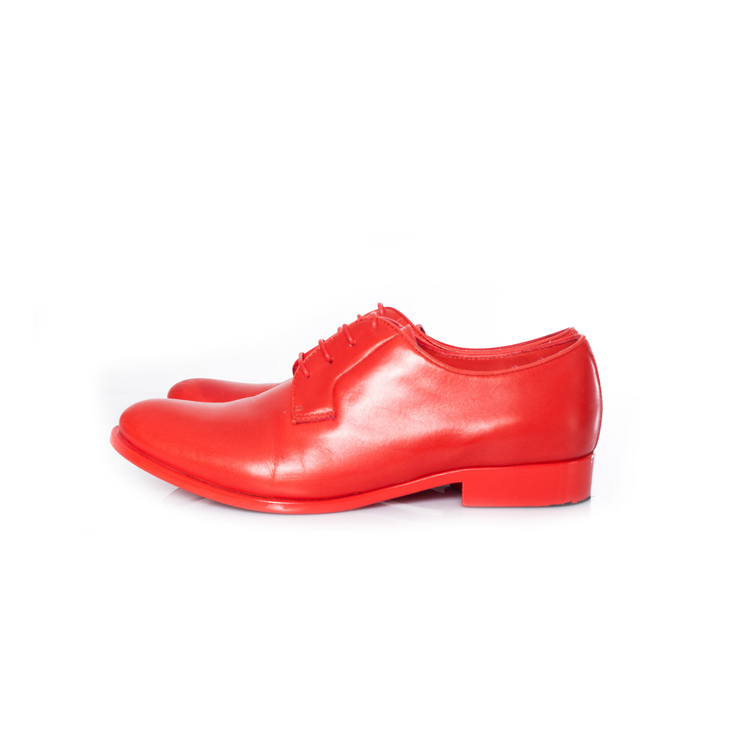 Jil Sander, red leather monochrome lace up derby shoes. - Unique ...