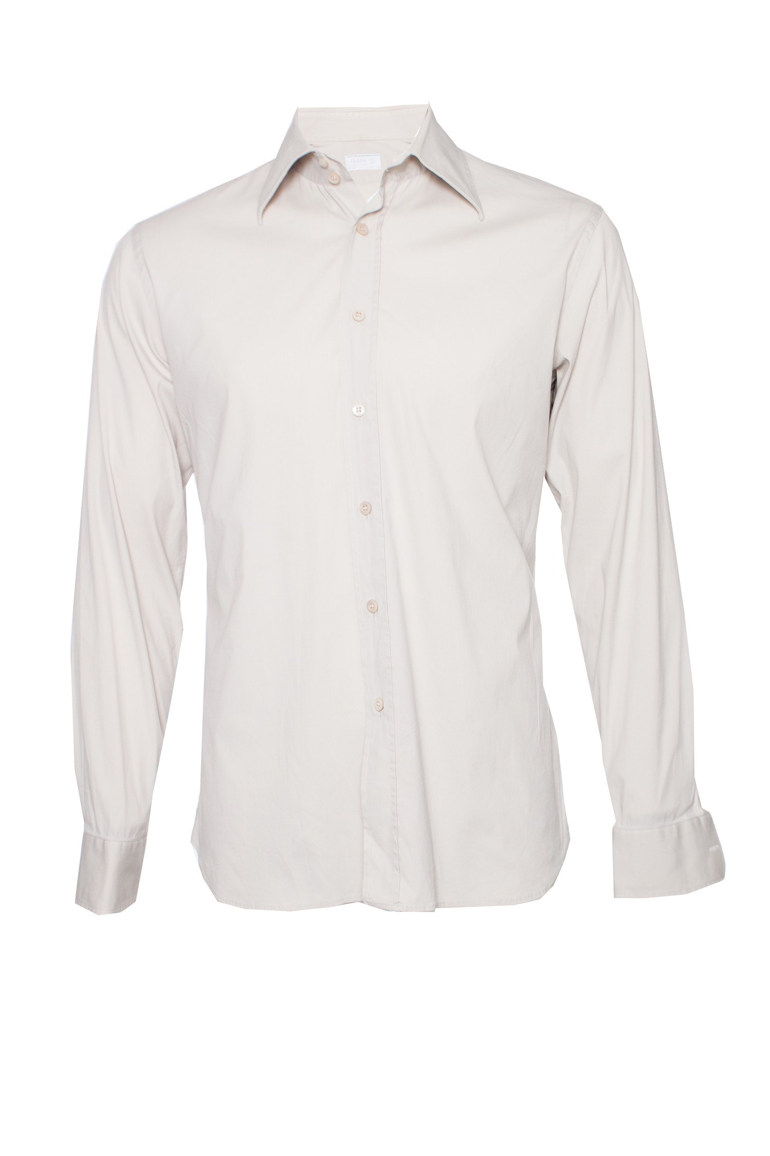 Prada, beige shirt in size 40-15 3/4 (M). - Unique Designer Pieces