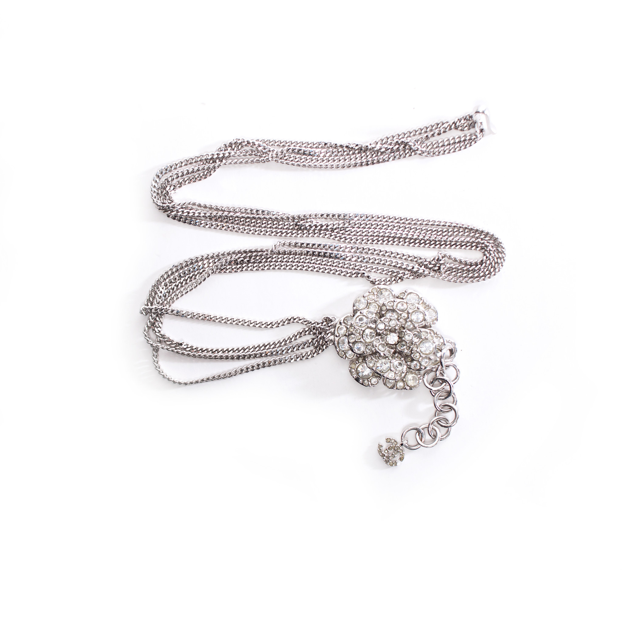 Chanel, Chain belt/necklace with rhinestone Camellia. - Unique Designer  Pieces