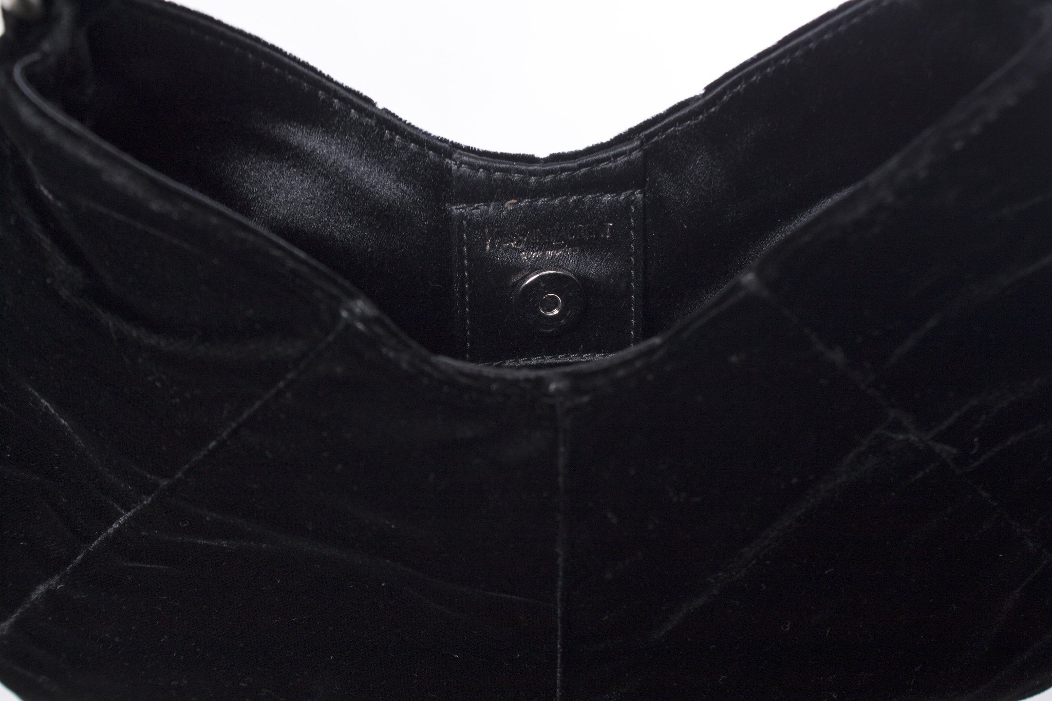 Yves Saint Laurent, Black velvet mini Mombasa bag with silver handle. -  Unique Designer Pieces