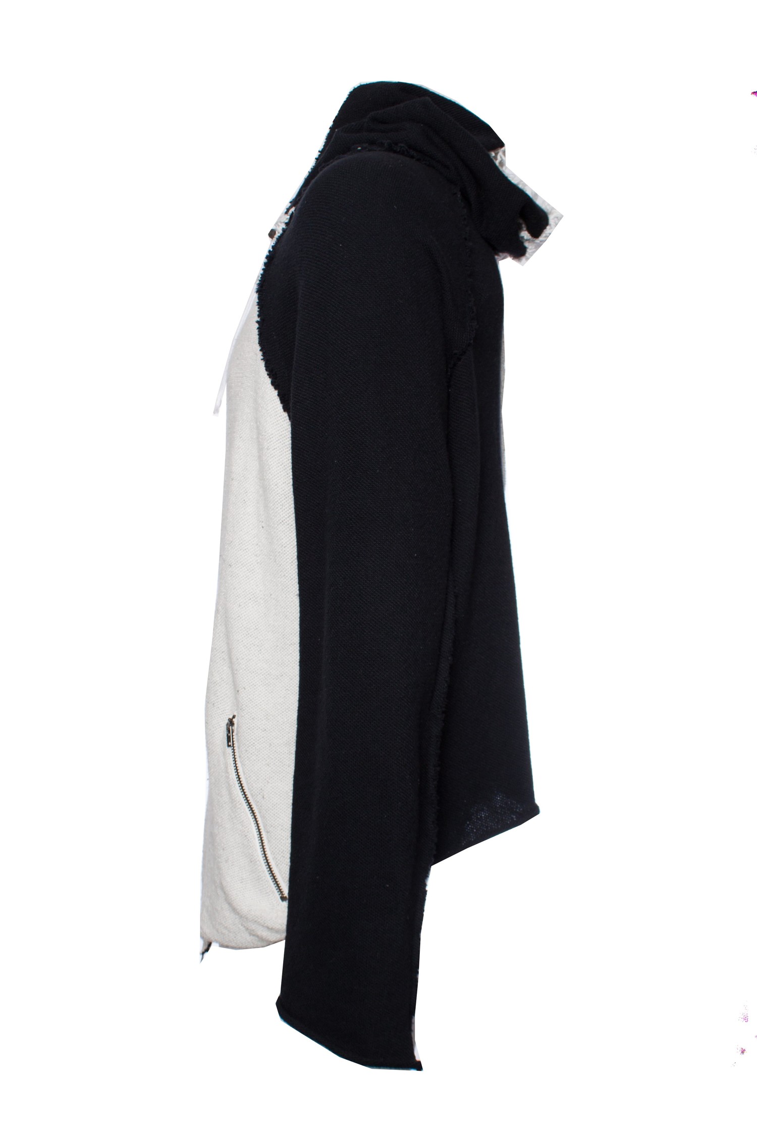 LGB, Black and white asymmetric hooded cardigan. - Unique Designer 
