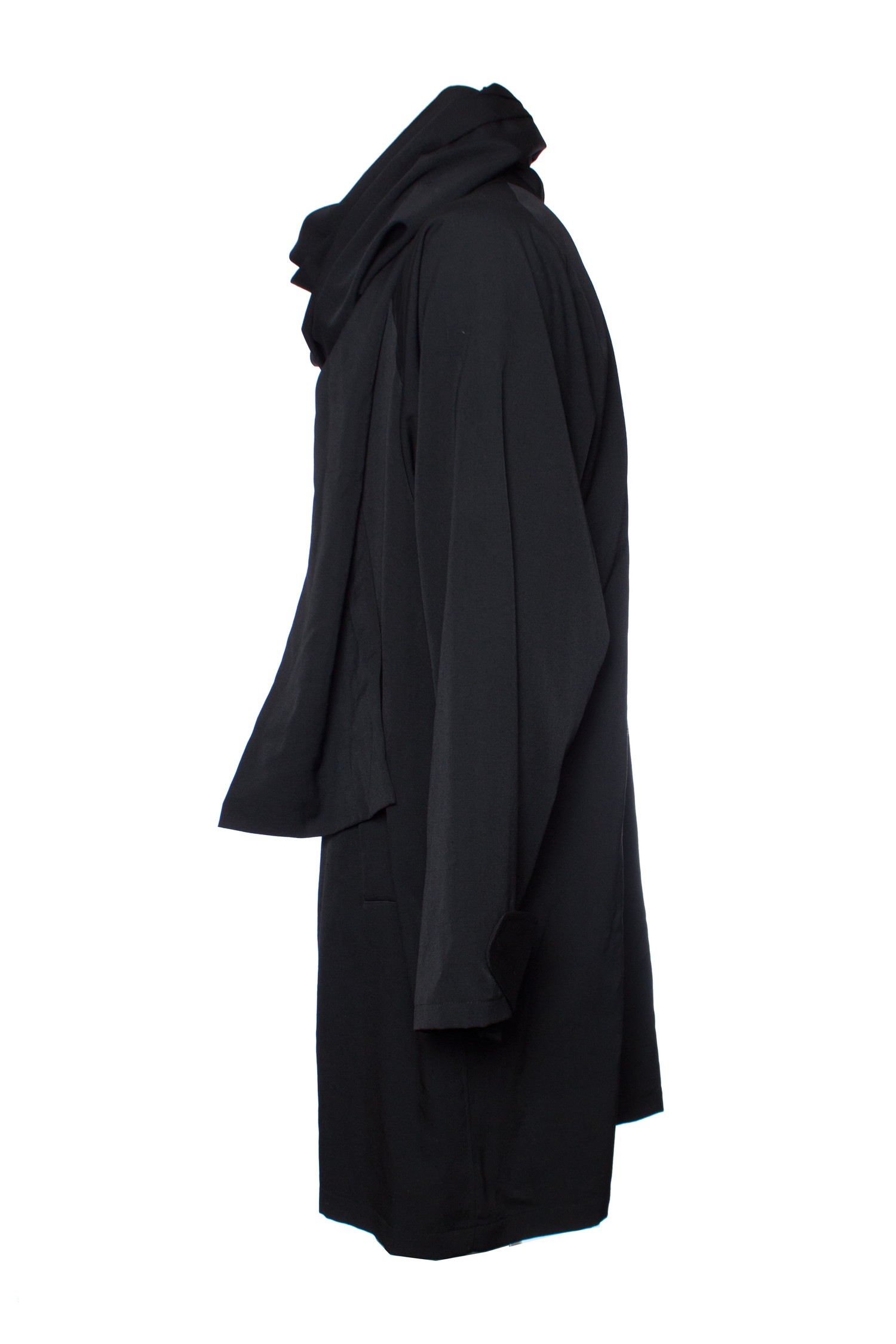 Yohji Yamamoto, Oversized coat with removable zip scarf. - Unique ...