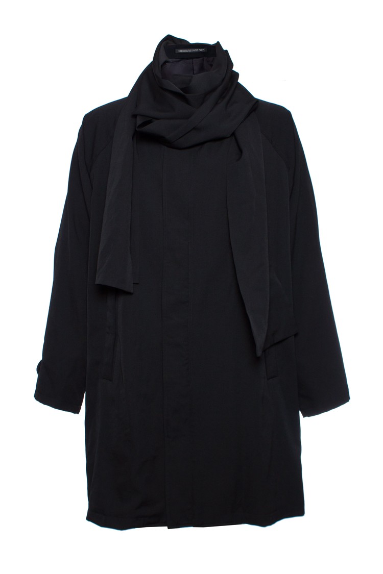Yohji Yamamoto, Oversized coat with removable zip scarf. - Unique ...