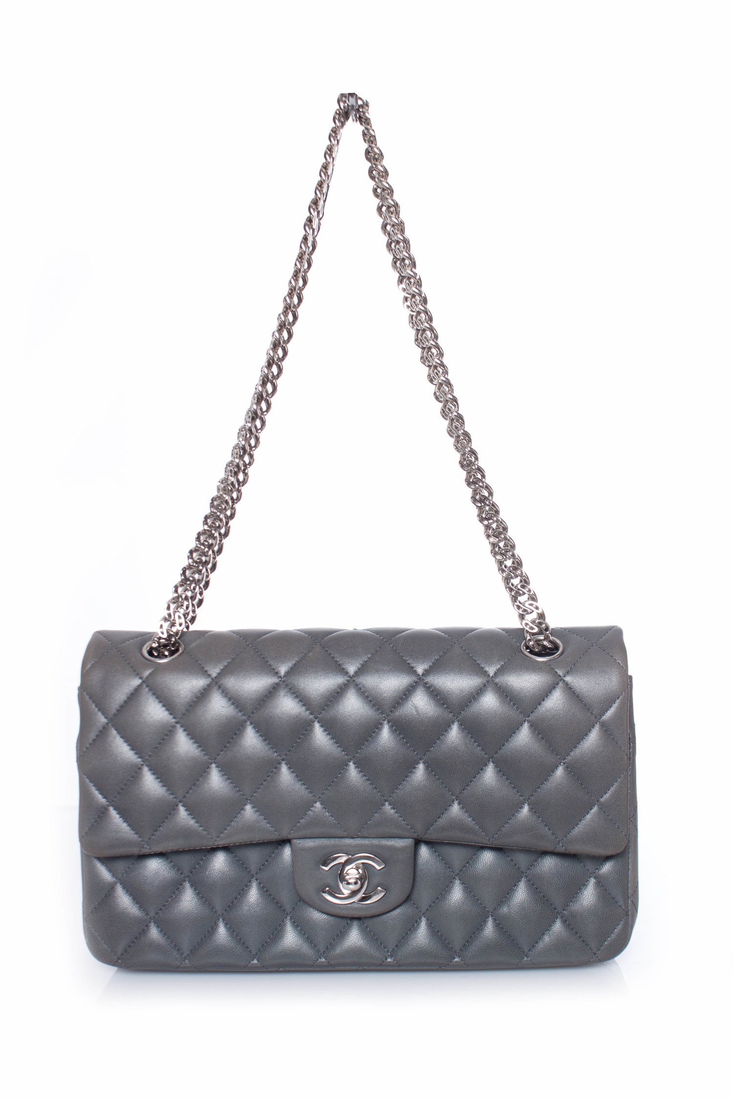 Chanel Classic Double Flap Quilted Caviar Silvertone Medium Black  US