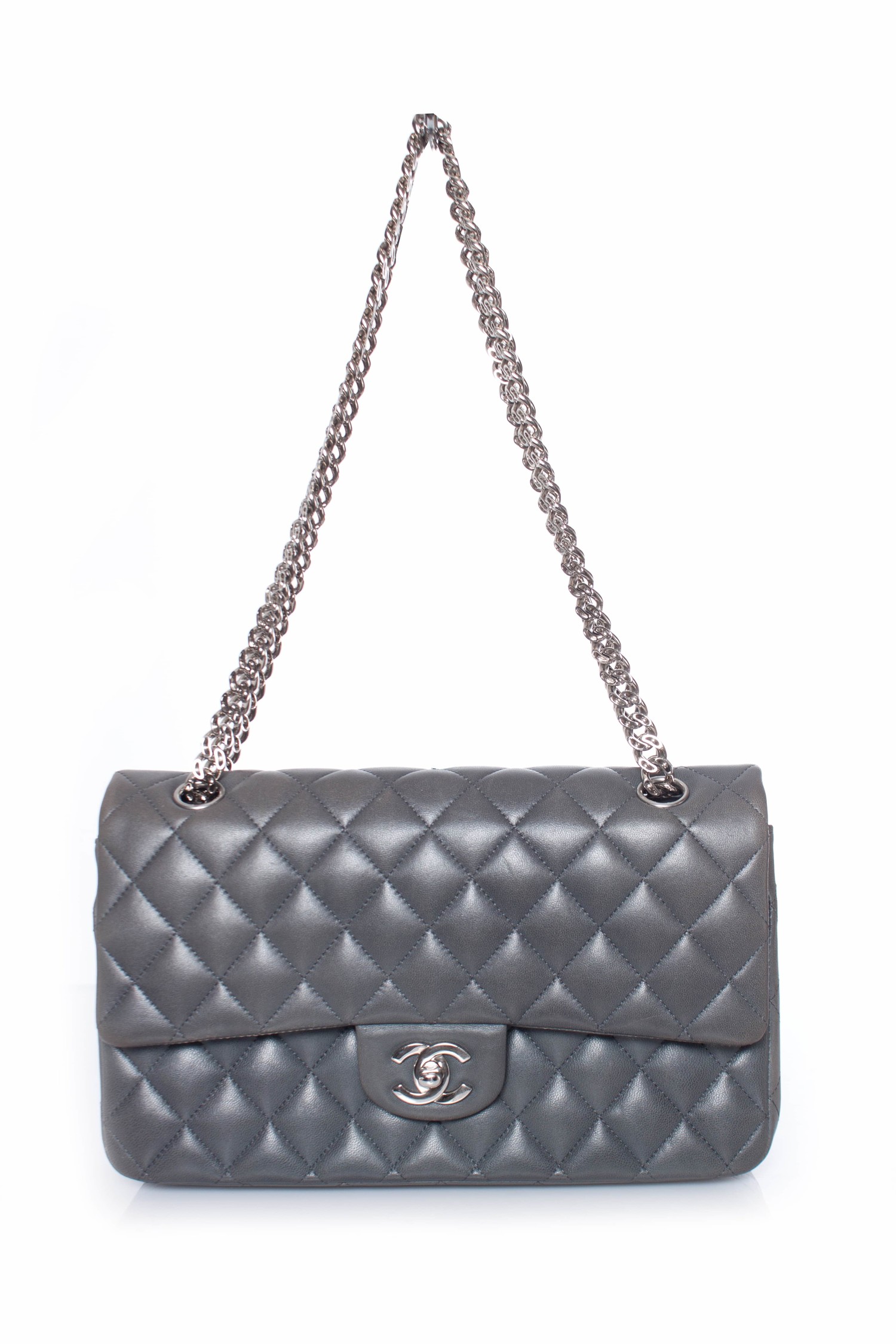 TÚI XÁCH CHANEL MEDIUM CLASSIC DOUBLE FLAP CALFSKIN BAG LIKE AUTH MÀU NÂU