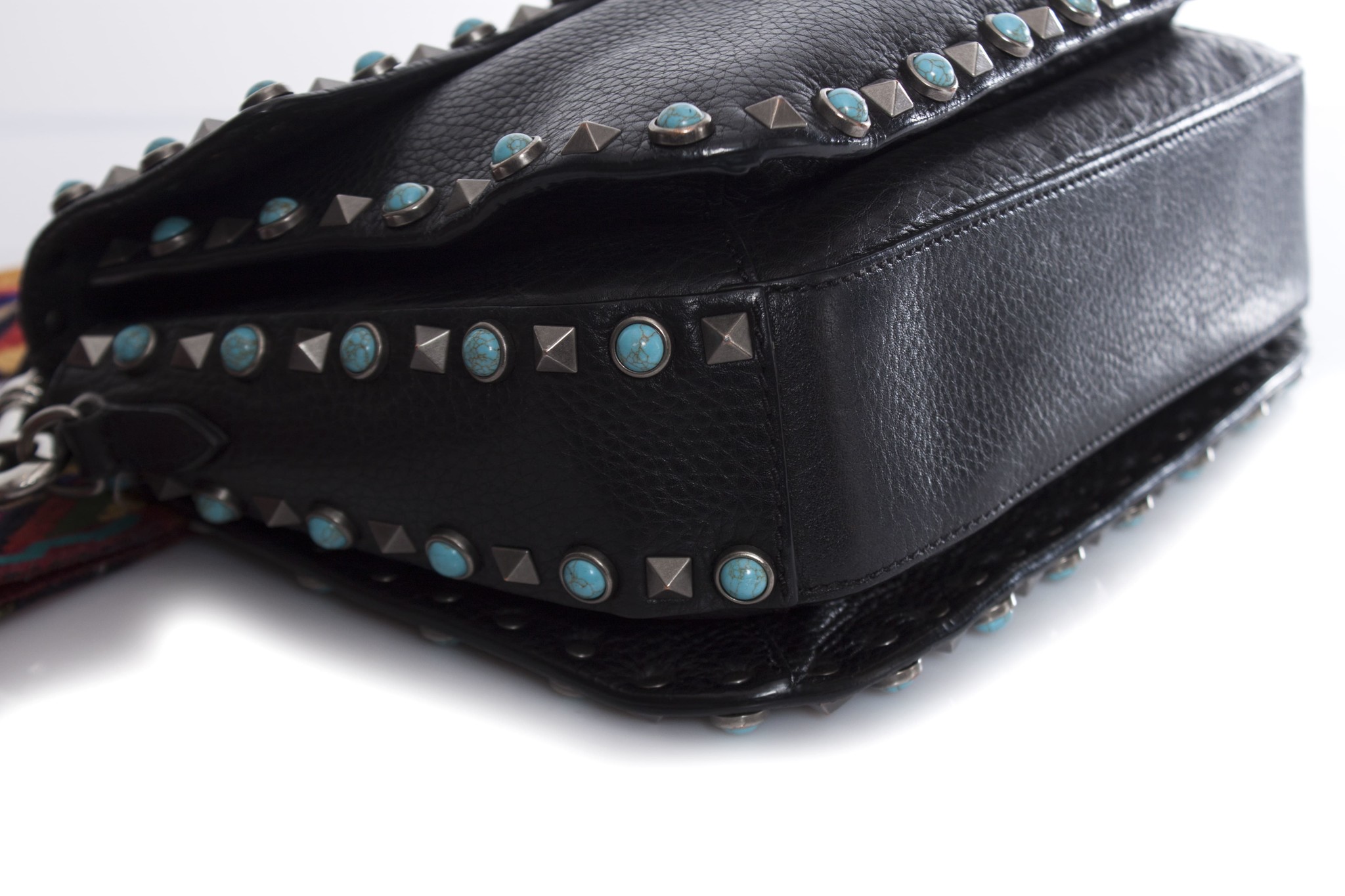 Valentino Garavani Black Valentino Guitar Rockstud bag with colored  shoulder strap Leather ref.885033 - Joli Closet