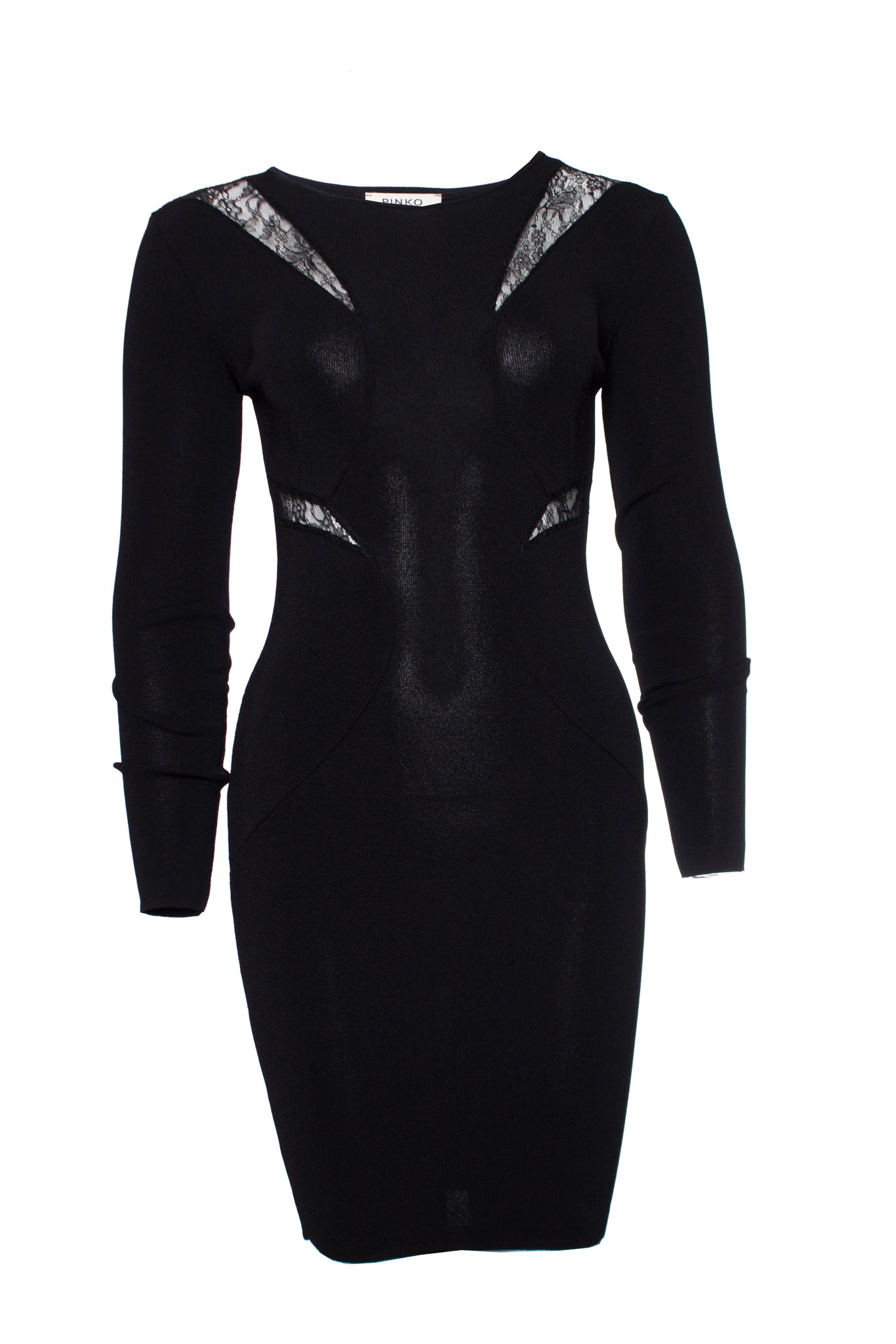 Pinko, black stretch dress with lace details - Unique Designer Pieces