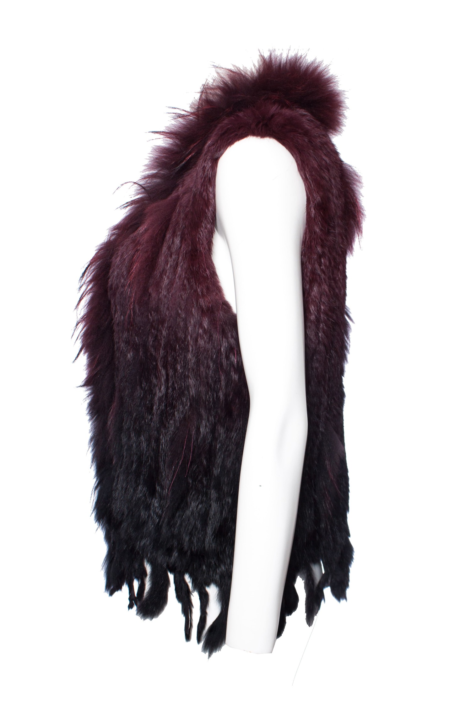 Bordeaux knitted Rabbit fur waistcoat - Unique Designer Pieces