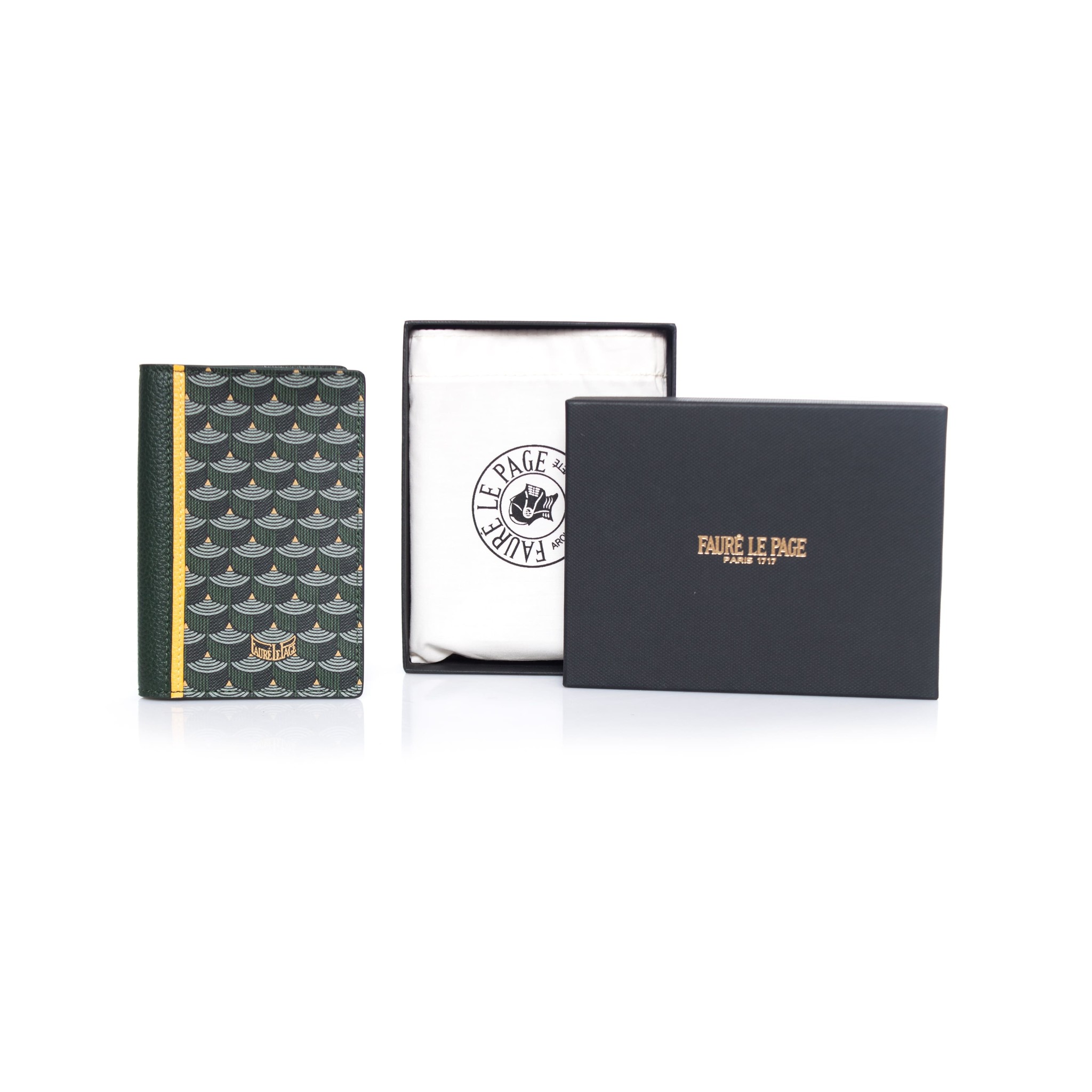 Faure Le Page, Passport holder in green and yellow. - Unique Designer Pieces