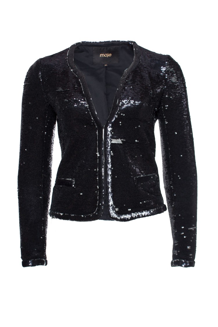 Maje, Blazer with black and silver colored sequins - Unique Designer Pieces