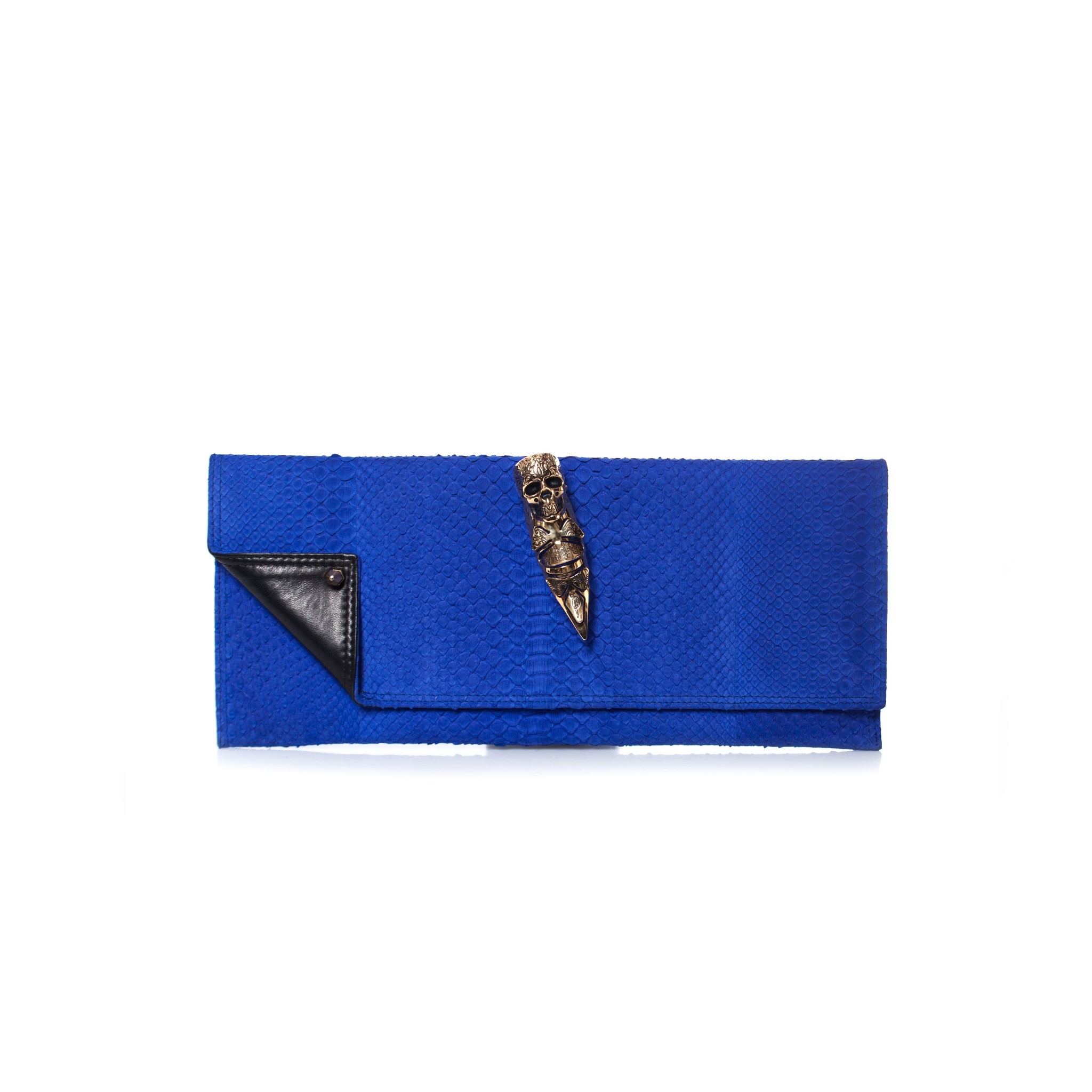 Maison Du Posh, clutch kobalt blauw slangenhuid. - Unique Designer Pieces