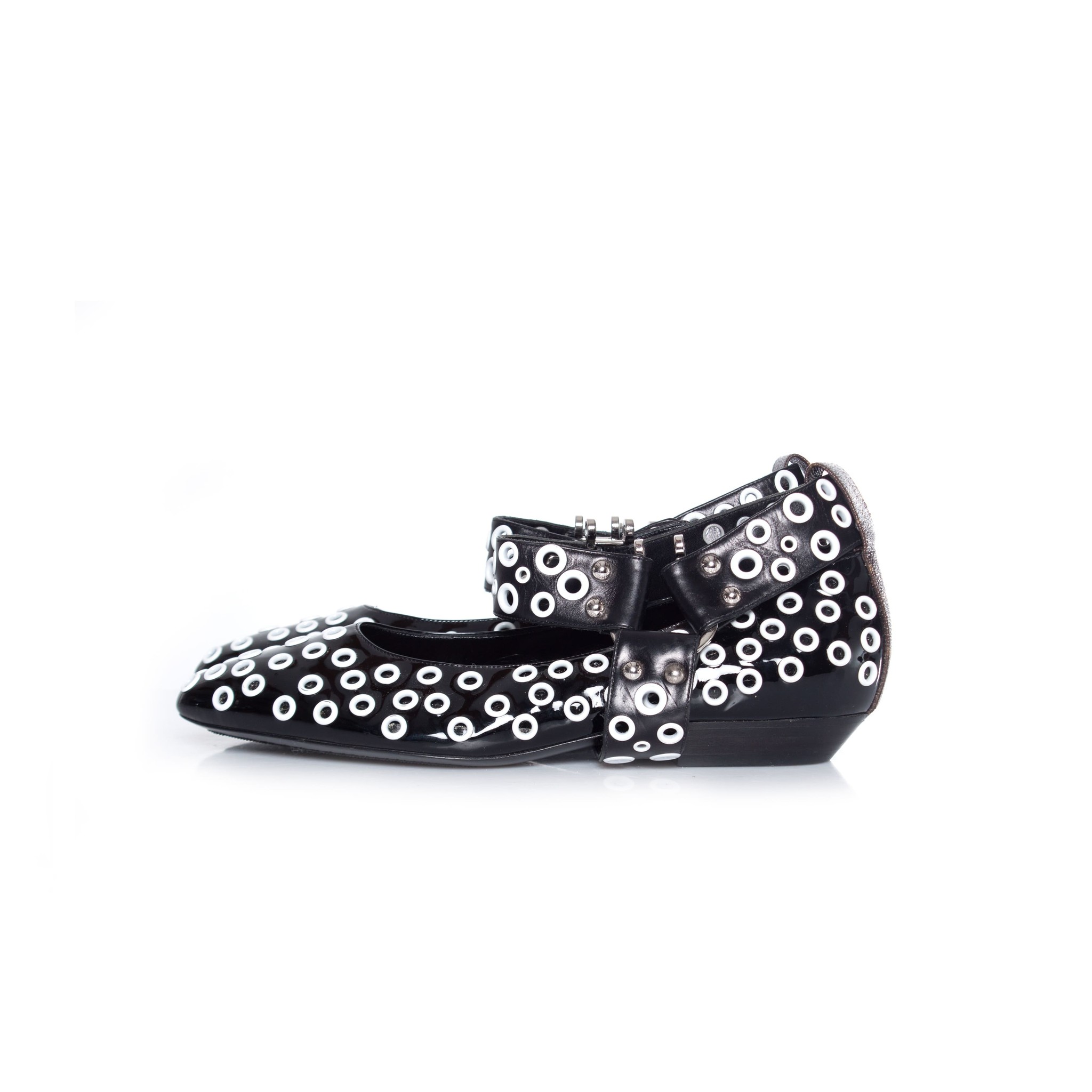 Louis Vuitton, Rhapsody flat ballerina Black White Patent leather  ref.1002525 - Joli Closet