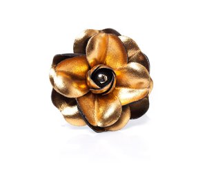 Chanel, Gold camellia pin brooche. - Unique Designer Pieces