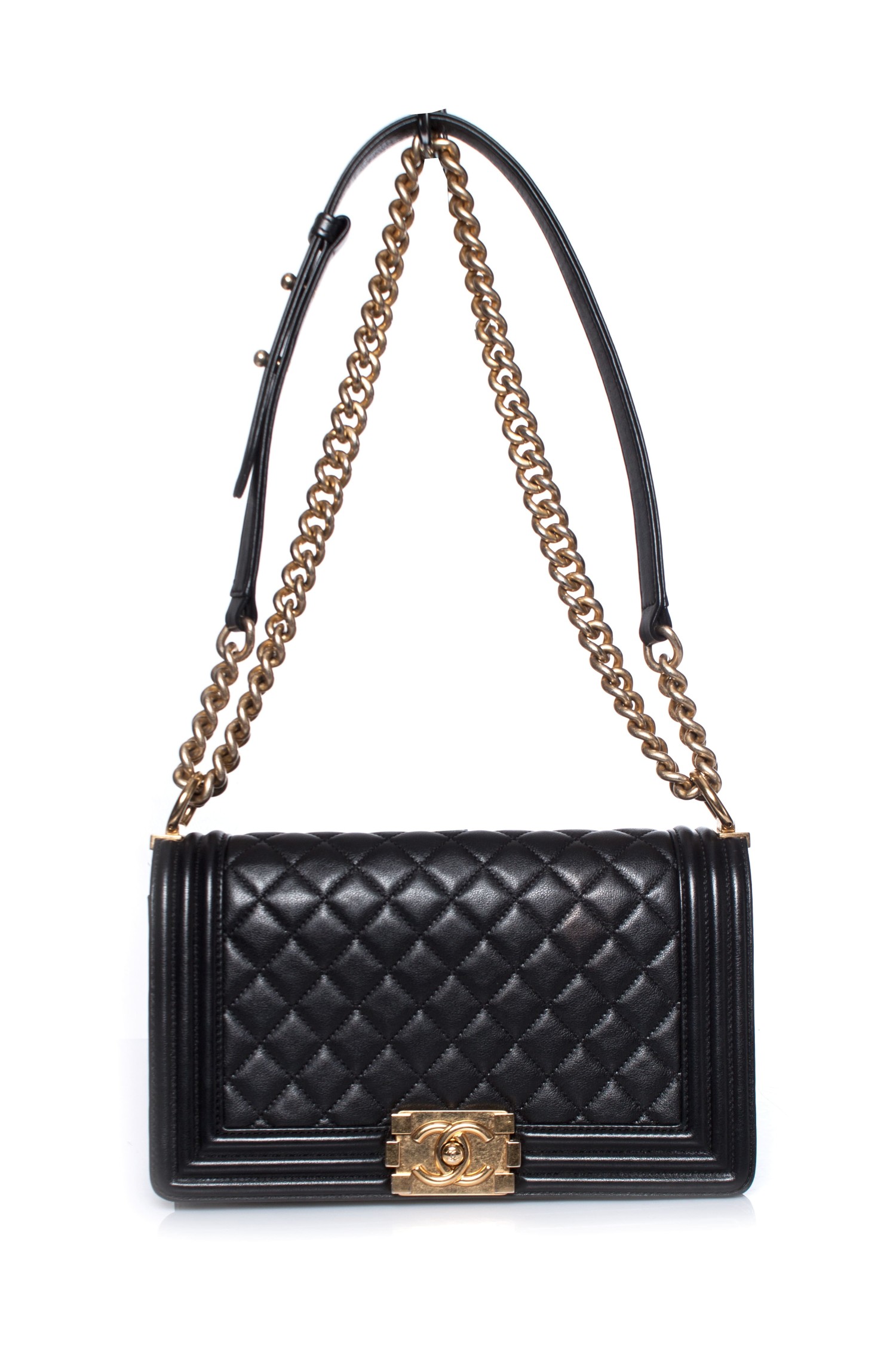 Chanel, Boy Bag Medium in black quilted calf leather - Unique Designer ...