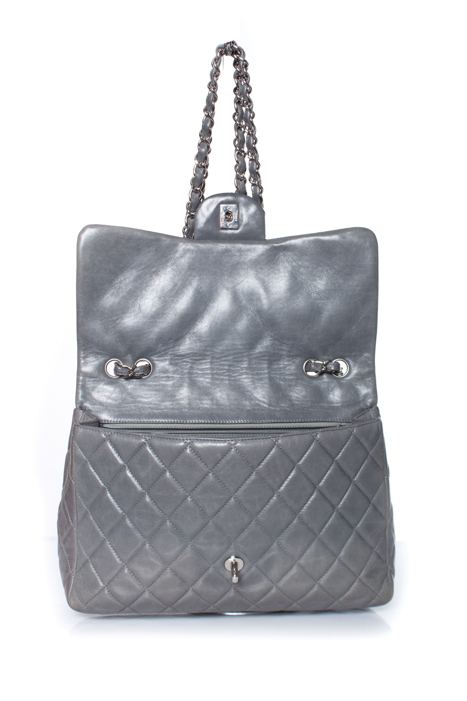 Chanel Black Quilted Calfskin Large Classic Tote Silver Hardware