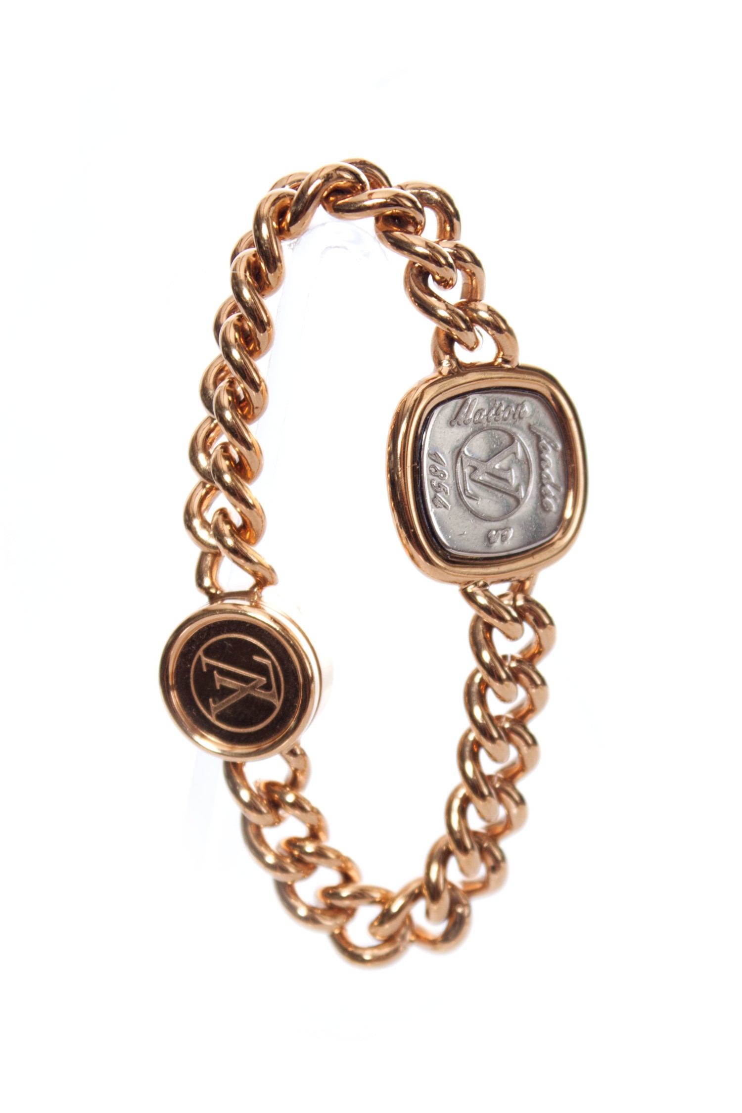 Louis Vuitton LV Chain Links Bracelet Palladium Metal. Size L