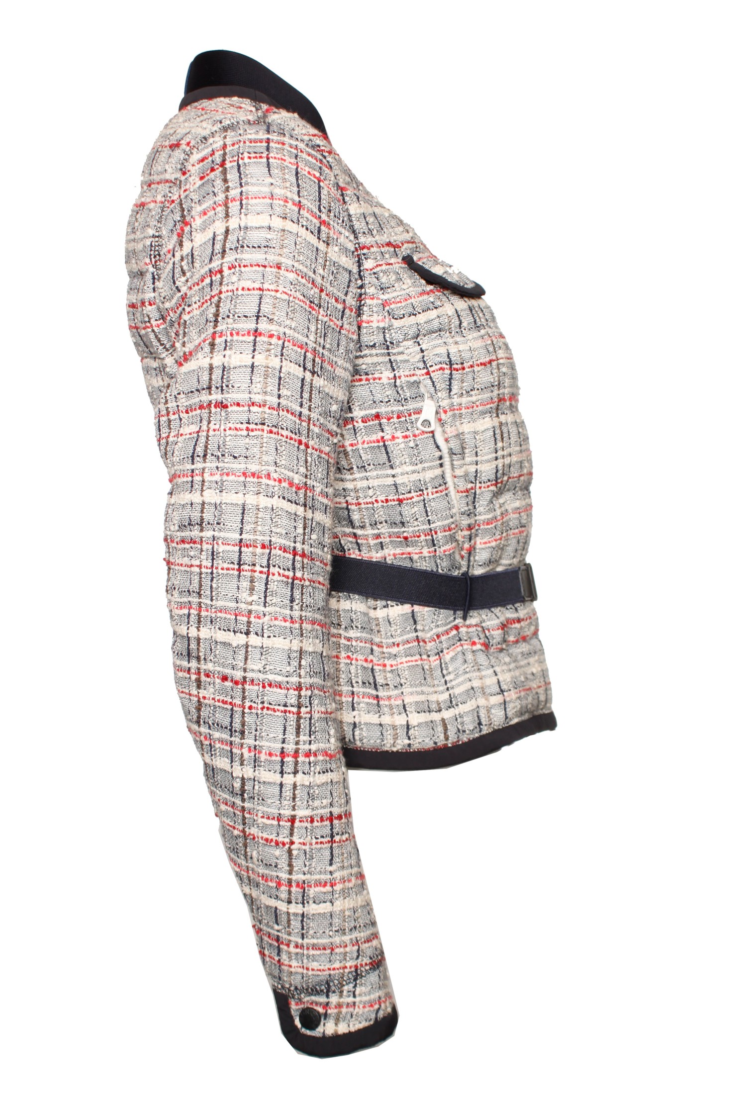 Moncler, down jacket with waist belt in tweet - Unique Designer Pieces